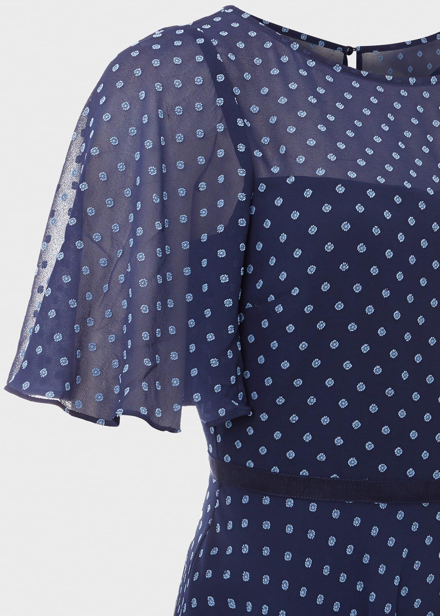 Eleanor Spot Fit And Flare Dress, Midnight Blue, hi-res