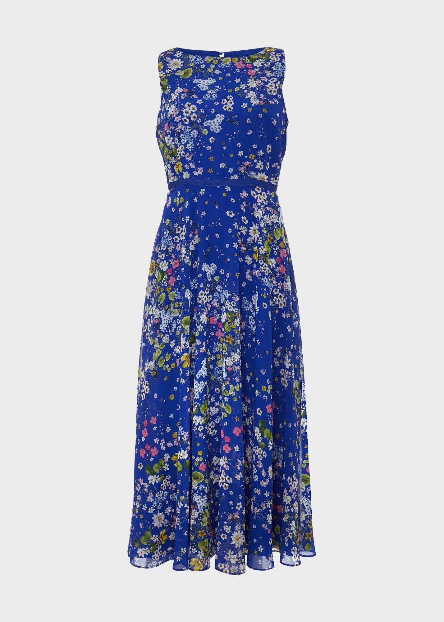 Carly Floral Fit And Flare Dress, Cobalt Multi, hi-res