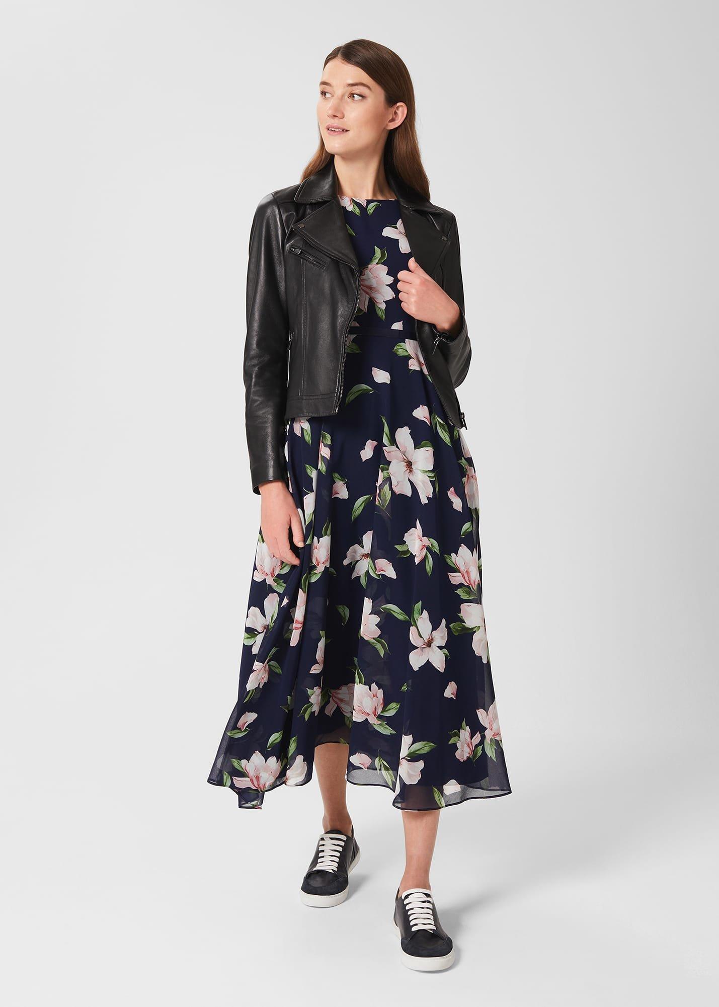 Carly Floral Fit And Flare Dress, Navy Multi, hi-res