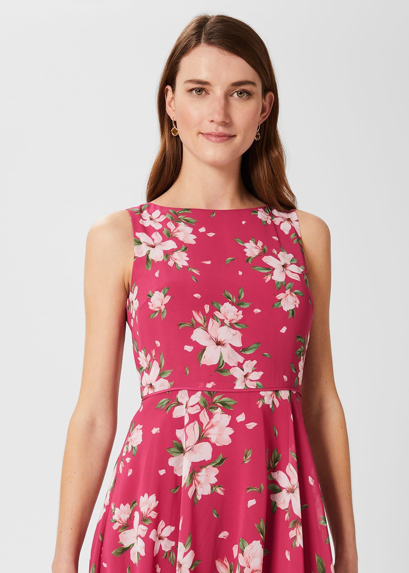 Carly Floral Midi Dress, Pink Multi, hi-res