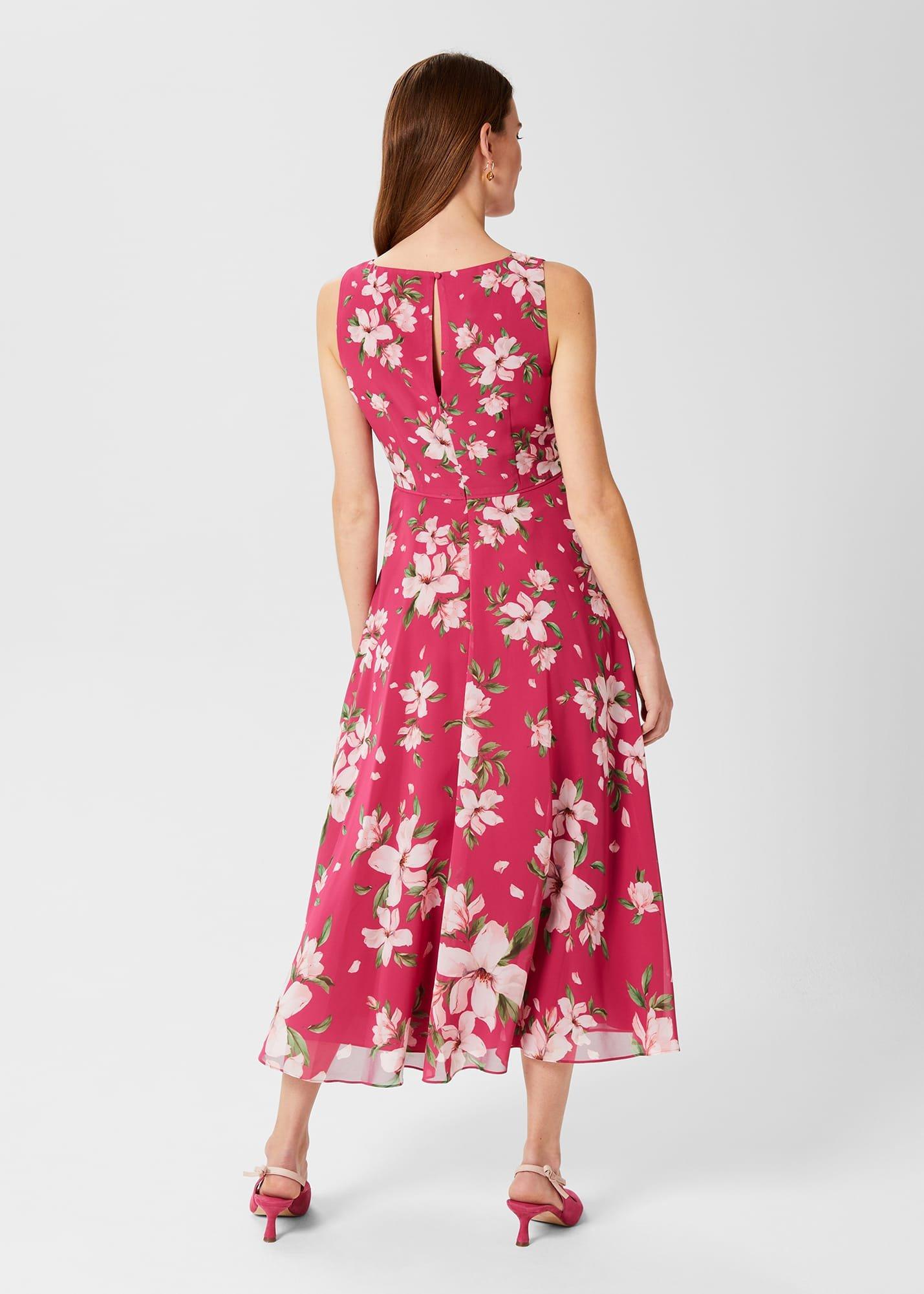 Carly Floral Midi Dress, Pink Multi, hi-res
