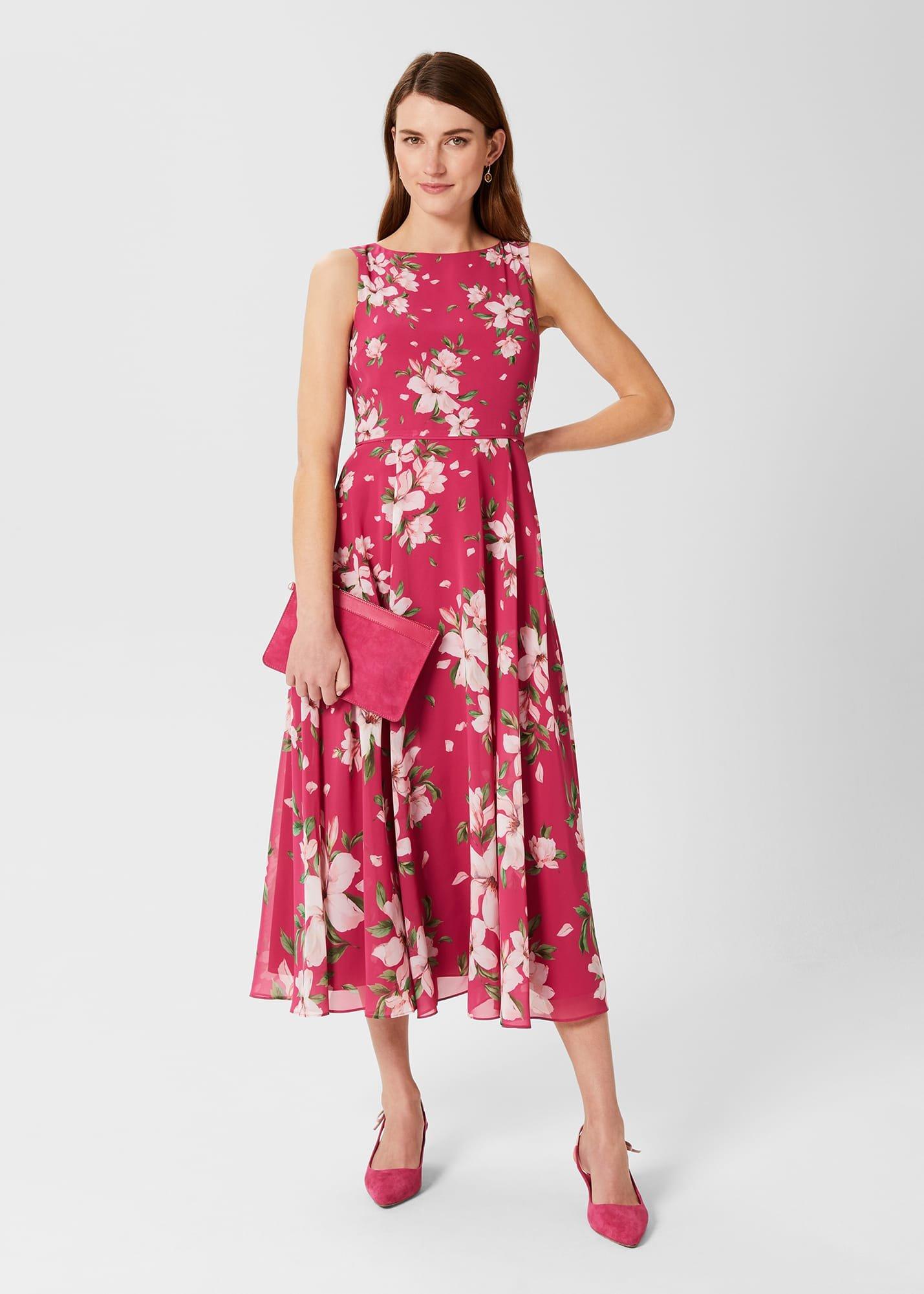 Carly Floral Midi Dress, Pink Multi, hi-res