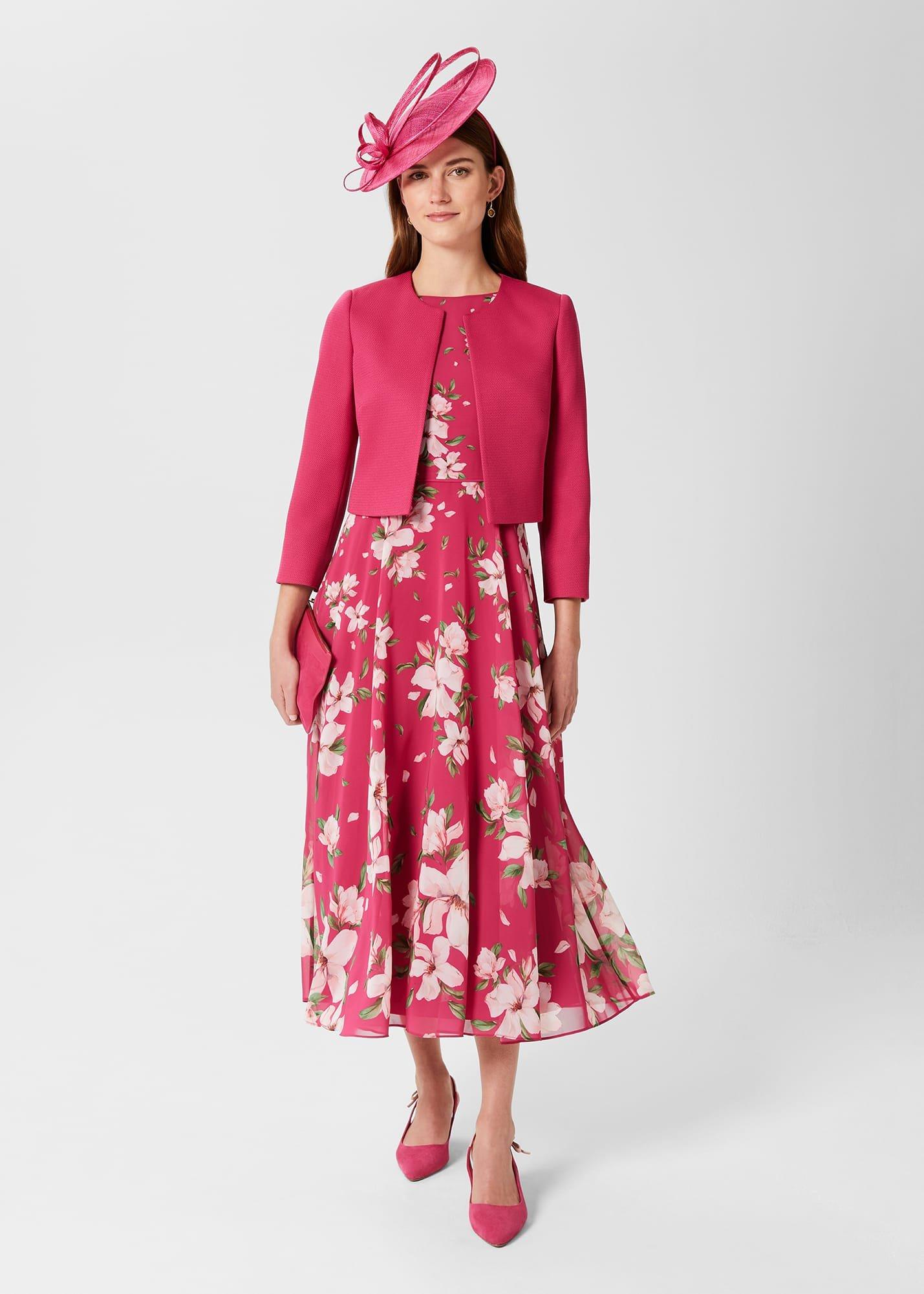 Carly Floral Midi Dress, Pink Multi, hi-res