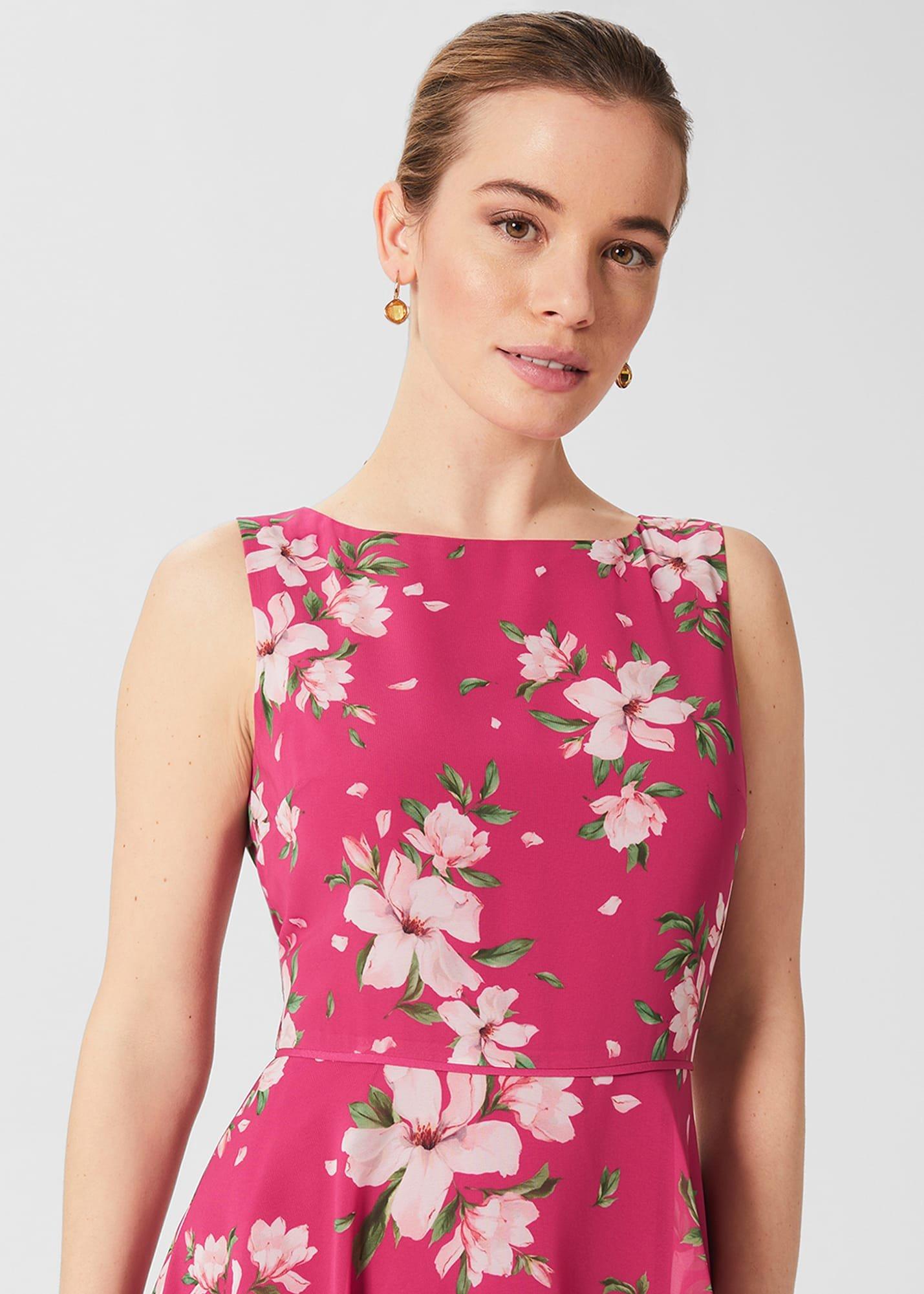 Petite Carly Floral Midi Dress, Pink Multi, hi-res