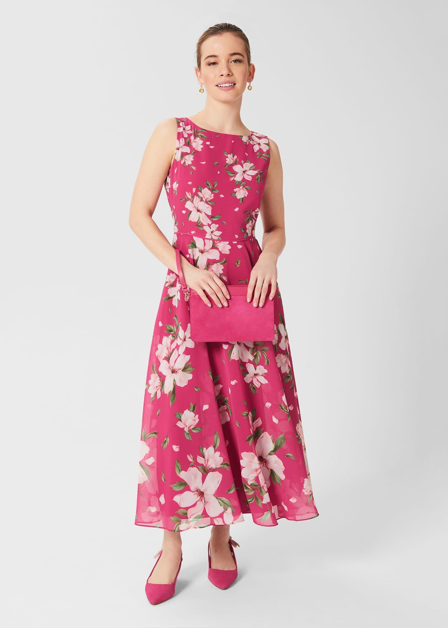 Petite Carly Floral Midi Dress, Pink Multi, hi-res