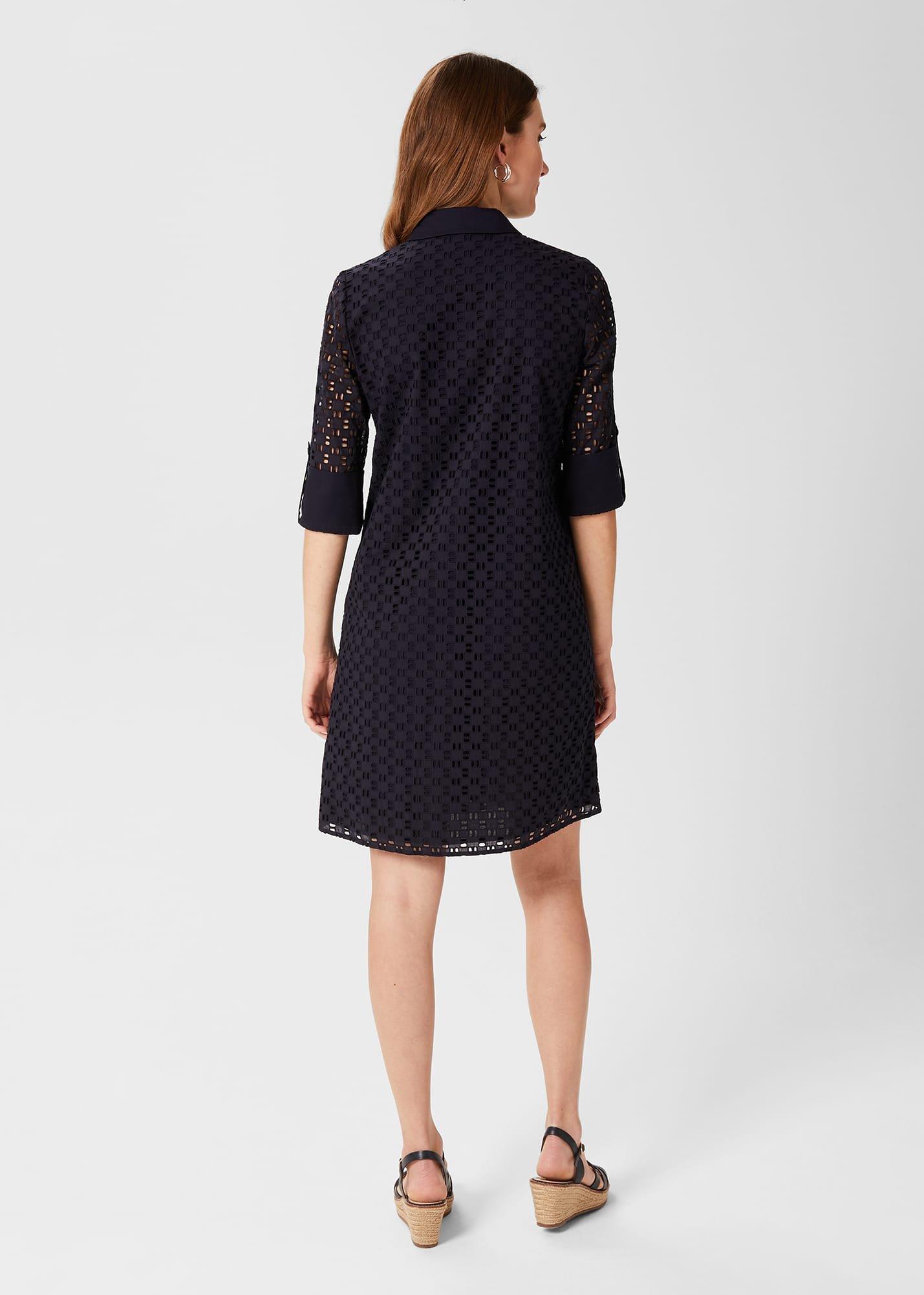Marciella Broderie Dress, Navy, hi-res