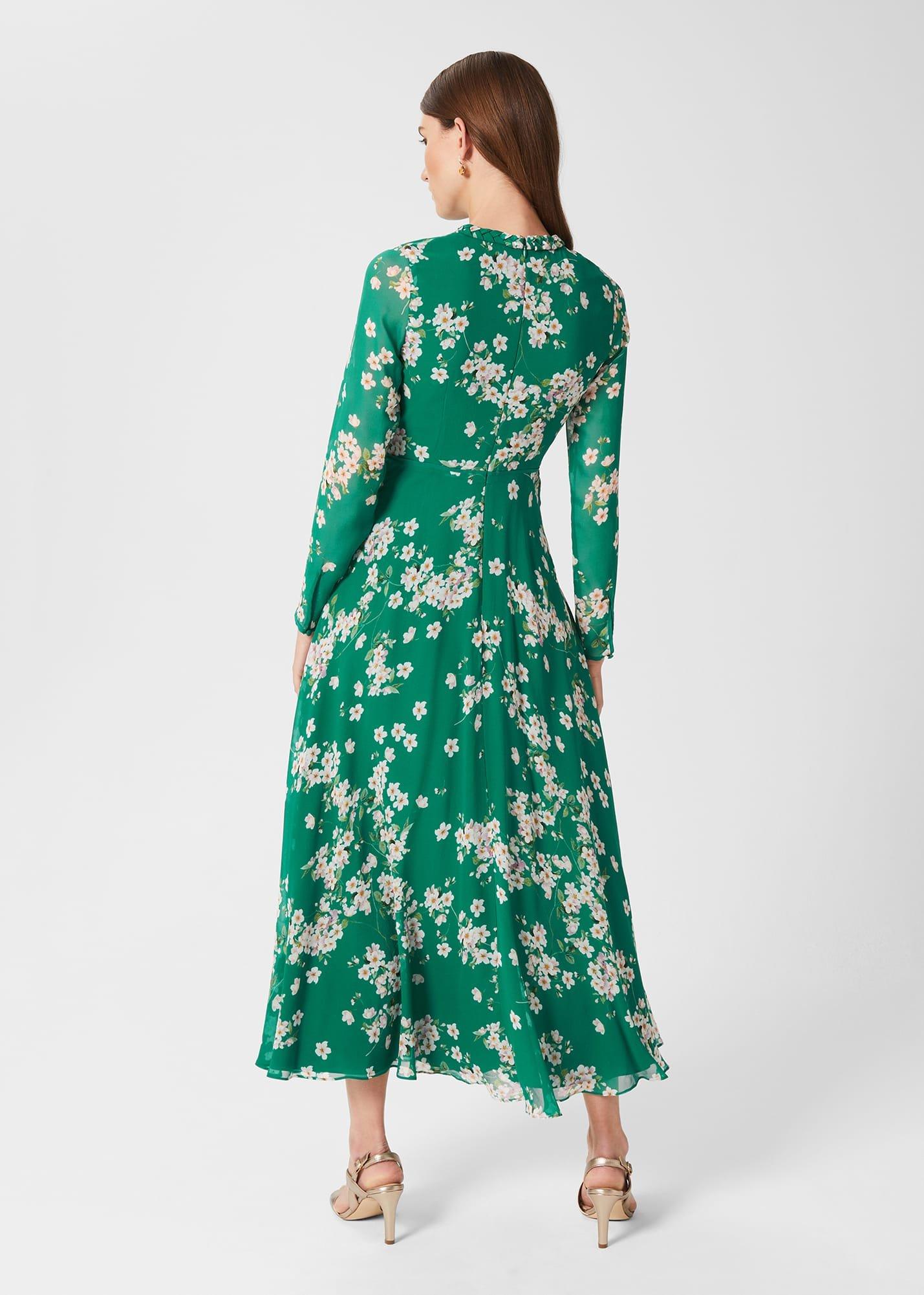 Rosabelle Silk Floral Dress, Green Multi, hi-res