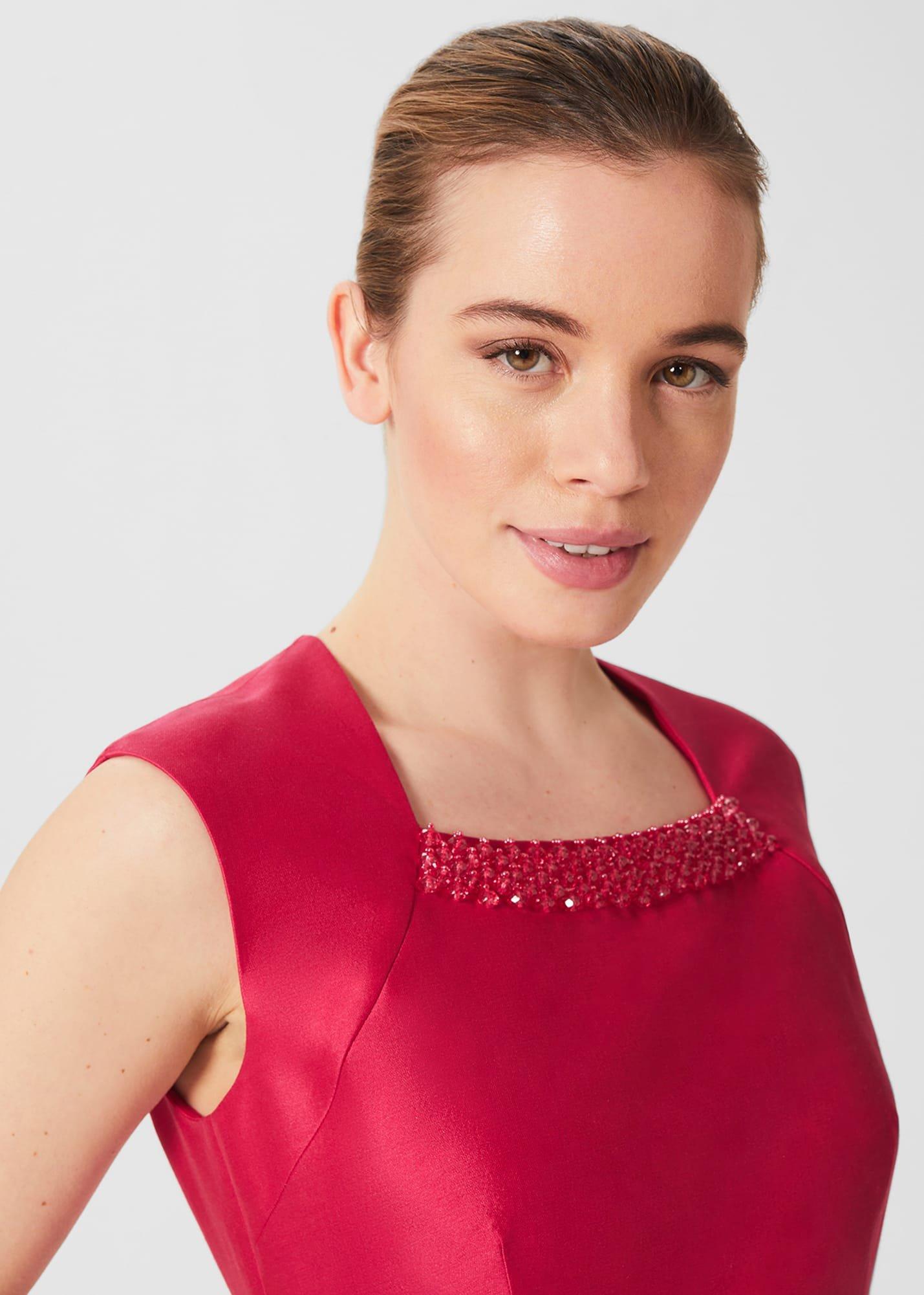 Petite Julietta Silk Blend Fit And Flare Dress, Fuchsia Pink, hi-res