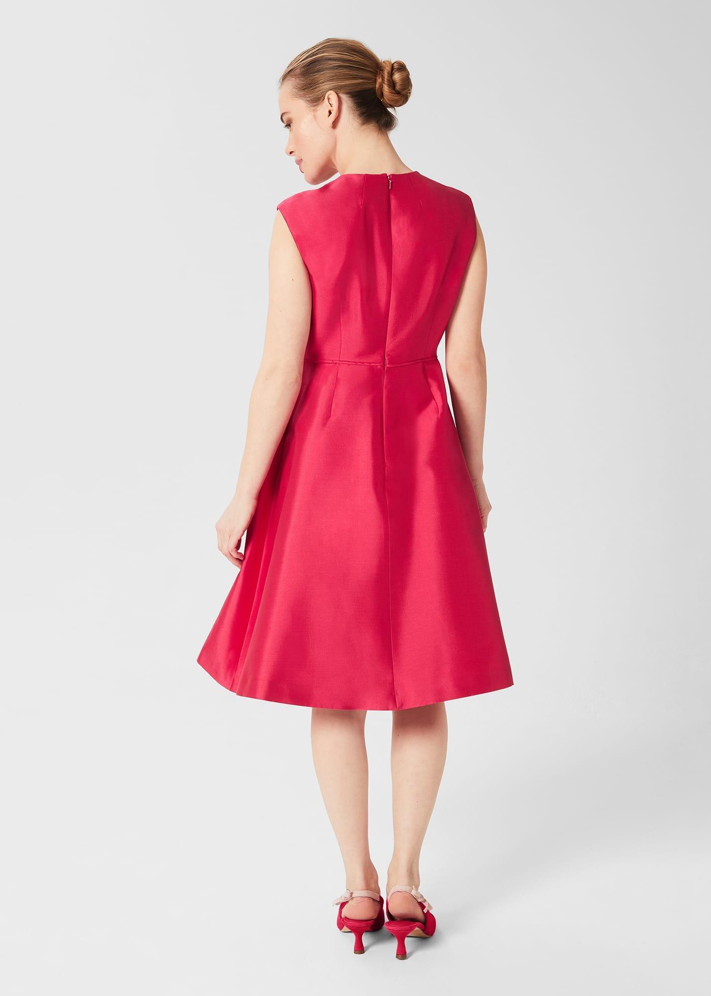 Petite Julietta Silk Blend Fit And Flare Dress, Fuchsia Pink, hi-res