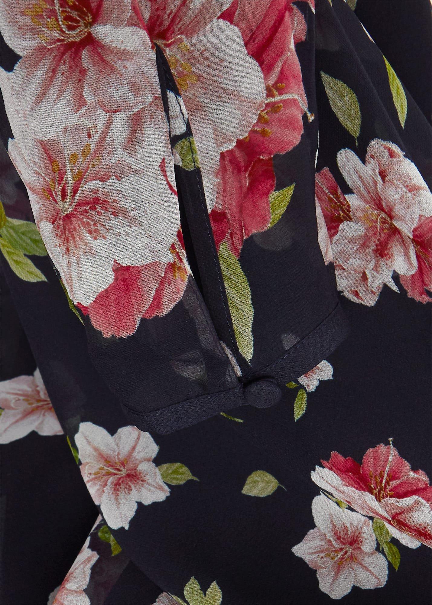 Helena Silk Floral Midi Dress, Navy Multi, hi-res