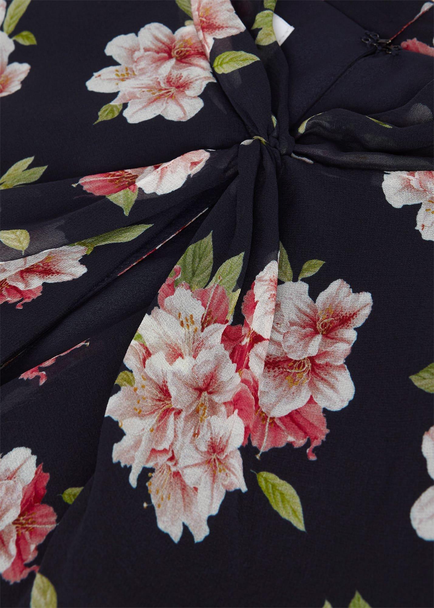 Helena Silk Floral Midi Dress, Navy Multi, hi-res