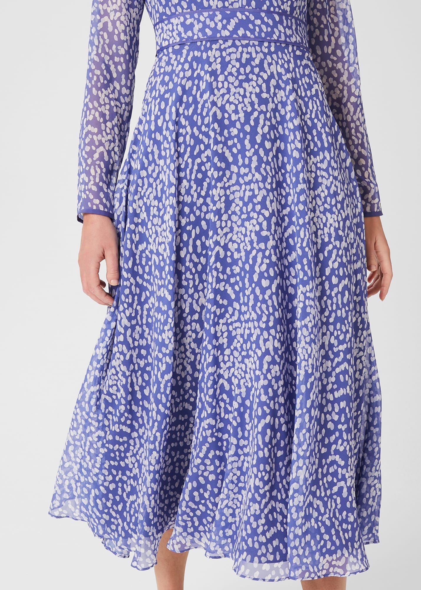 Helena Silk Midi Dress, Blue Multi, hi-res
