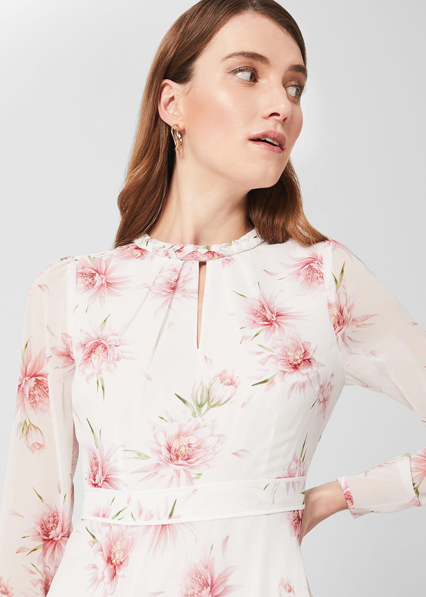 Rosabella Silk Floral Midi Dress, Ivory Multi, hi-res