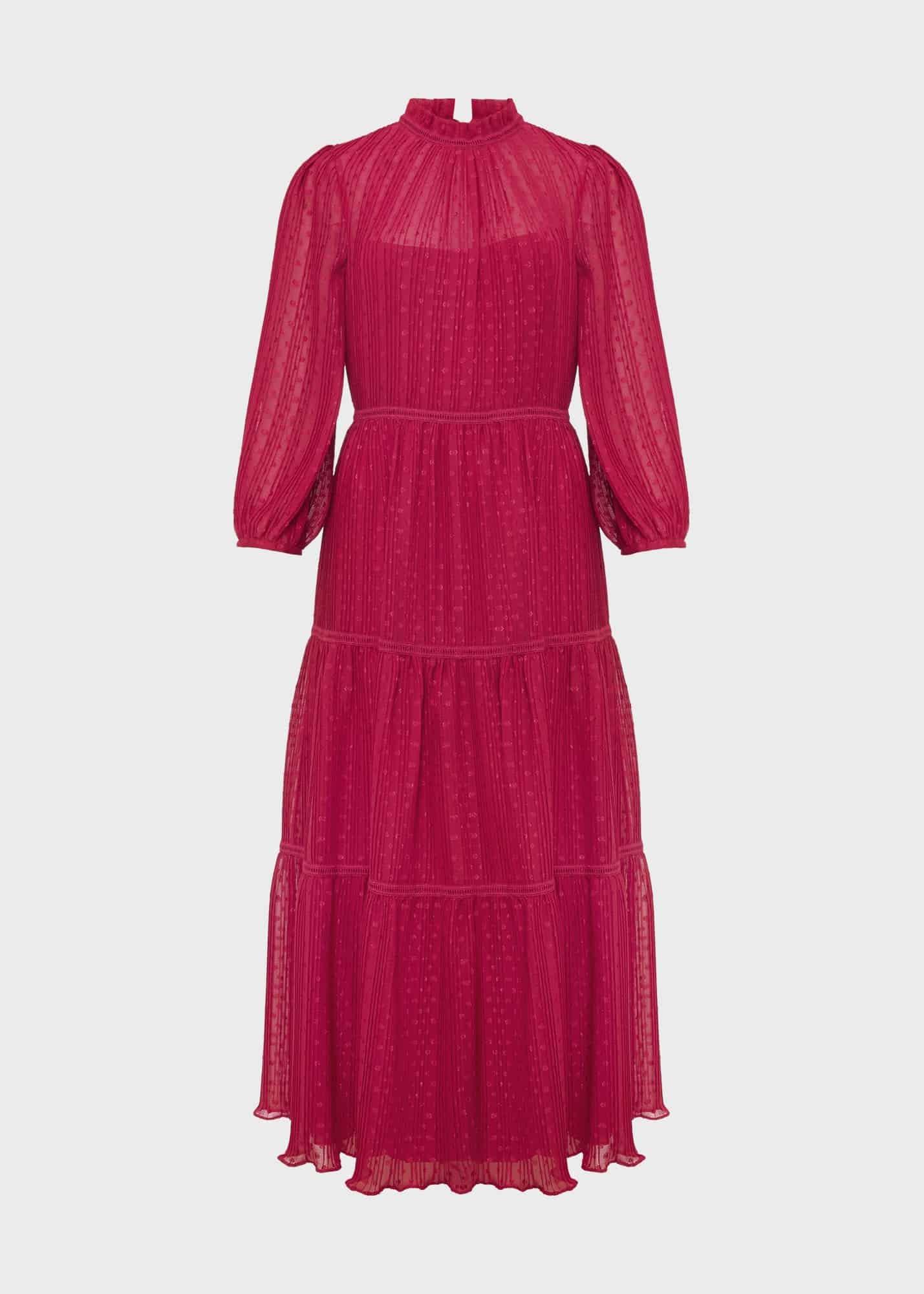 Colette Tiered Fit And Flare Dress, Cerise Pink, hi-res