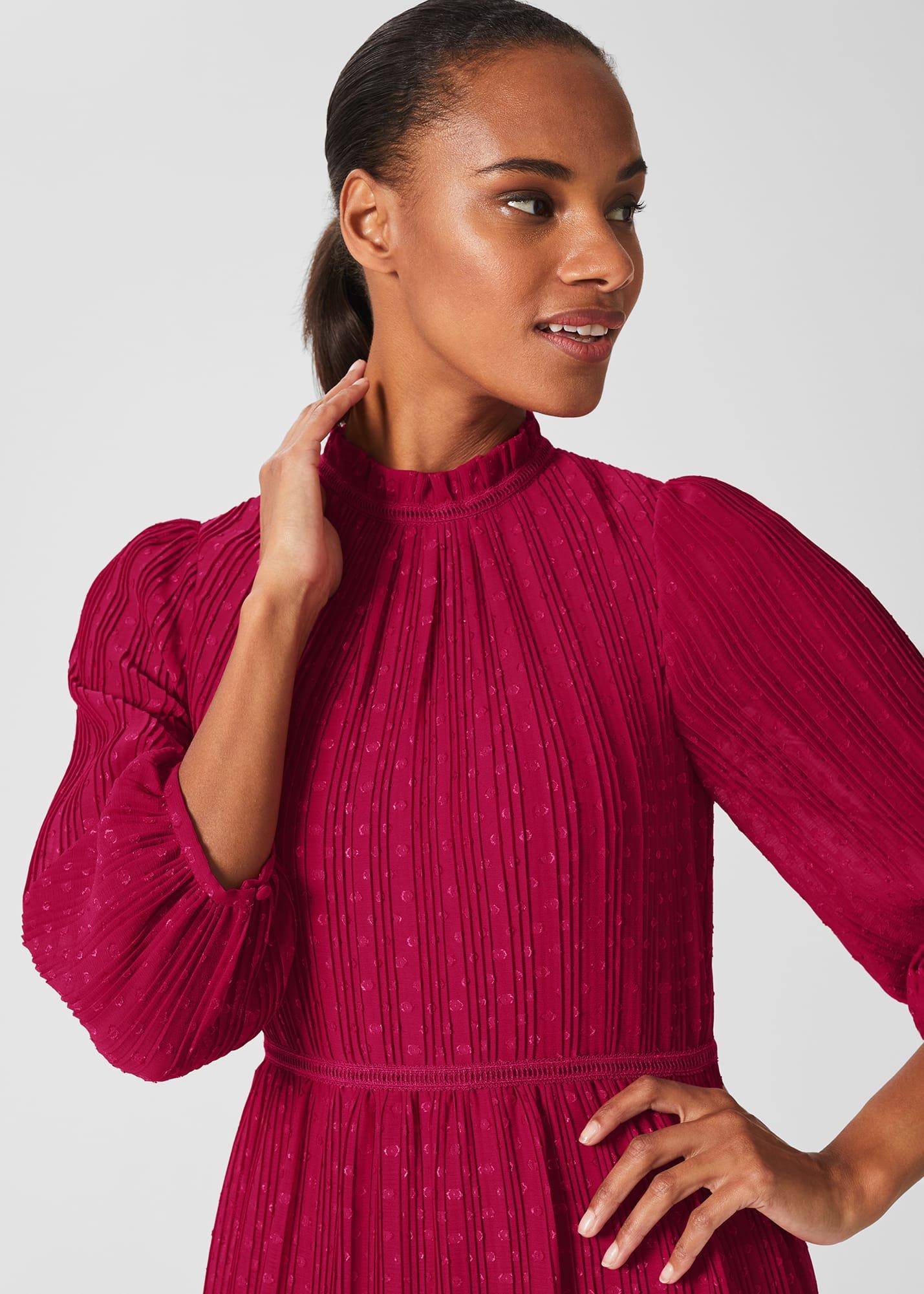 Colette Tiered Fit And Flare Dress, Cerise Pink, hi-res