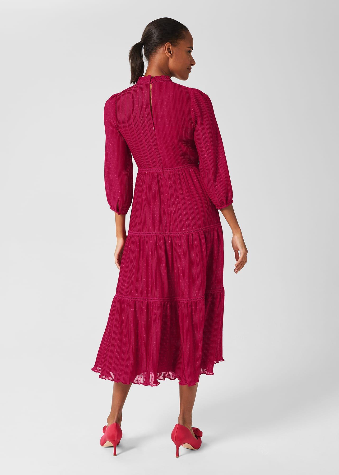 Colette Tiered Fit And Flare Dress, Cerise Pink, hi-res