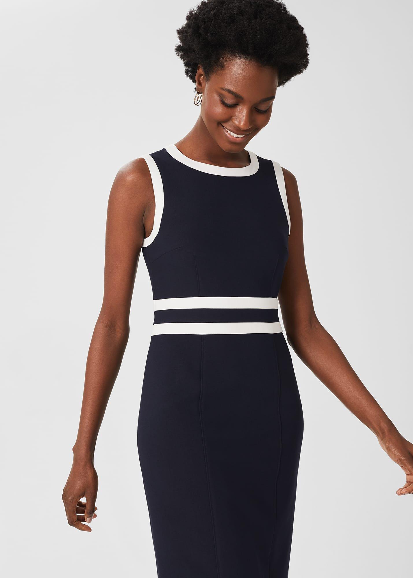 Candice Shift Dress, Navy Ivory, hi-res
