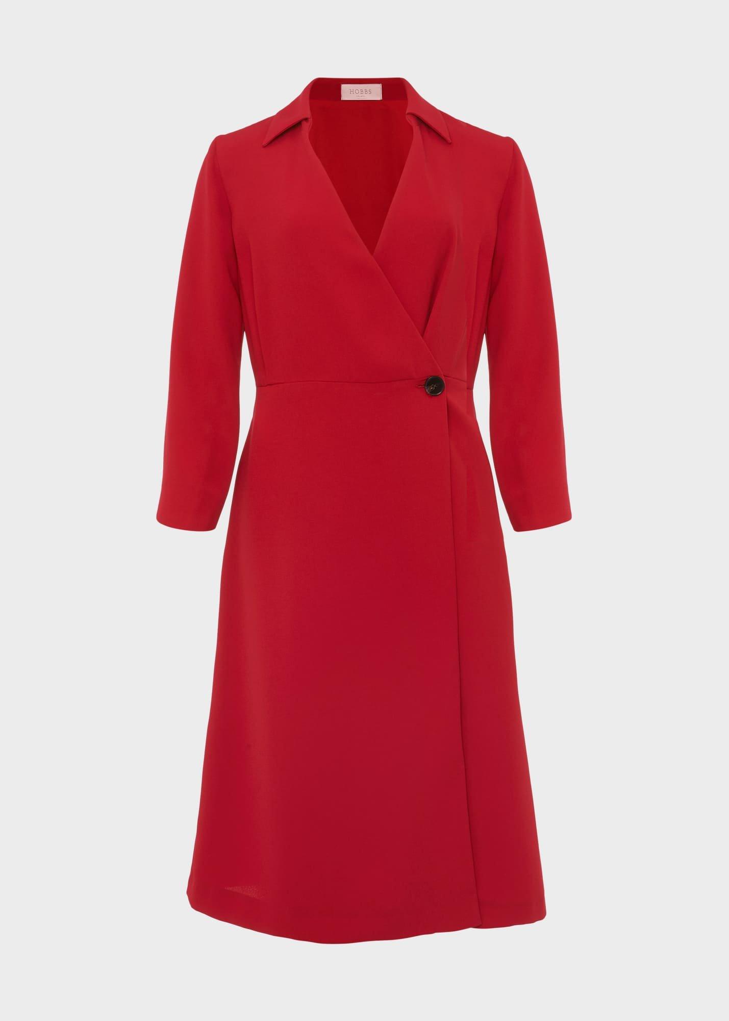 Dani Wrap Dress, Deep Red, hi-res