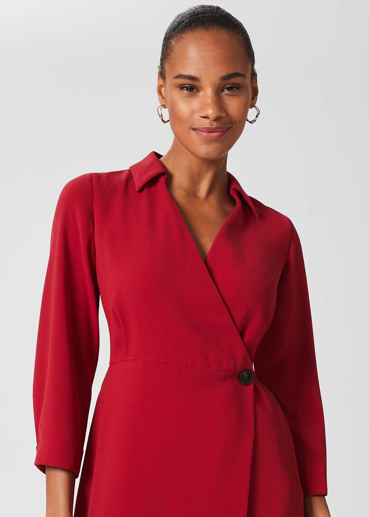 Dani Wrap Dress, Deep Red, hi-res