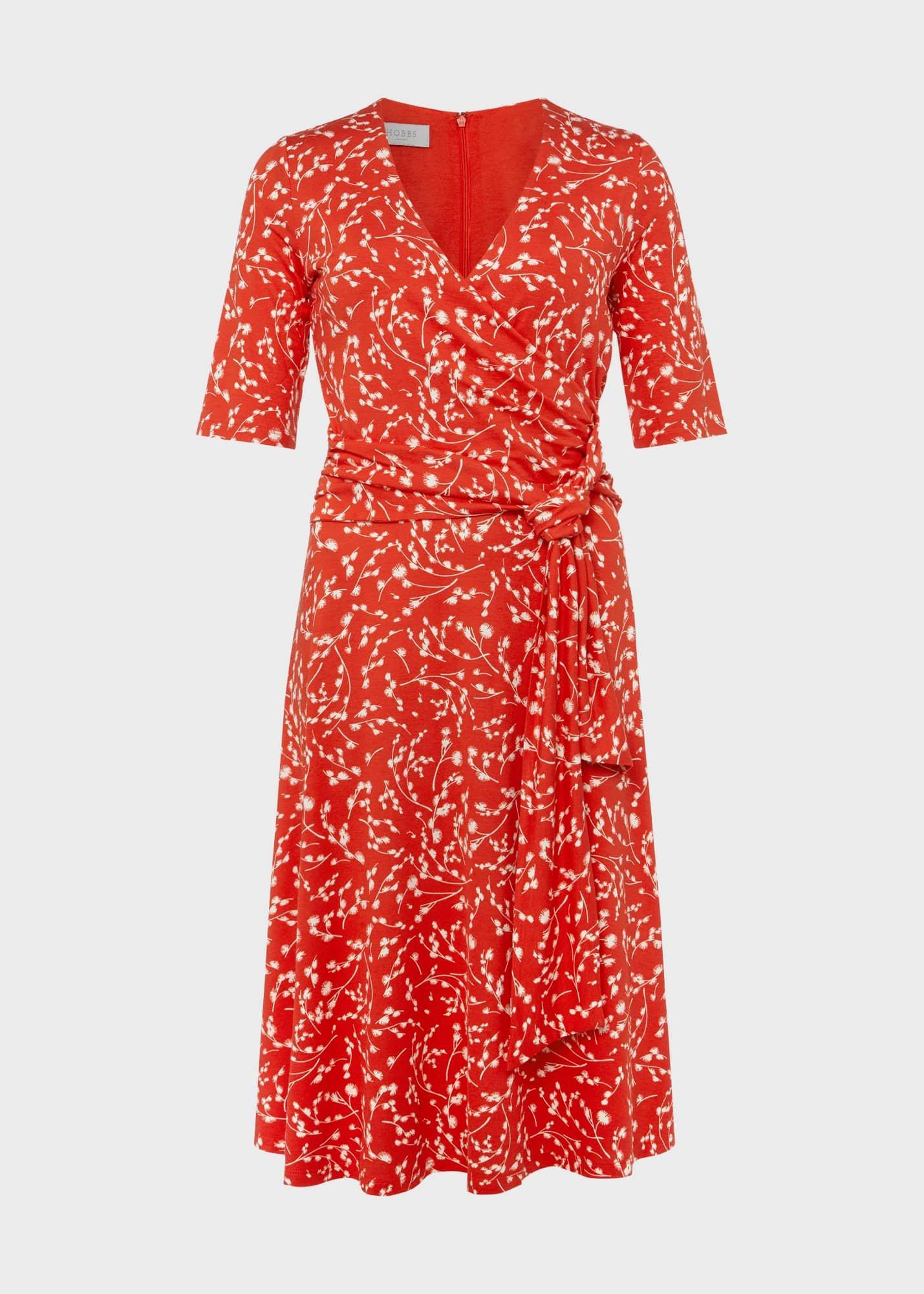 Dina Jersey Wrap Dress, Red Ivory, hi-res