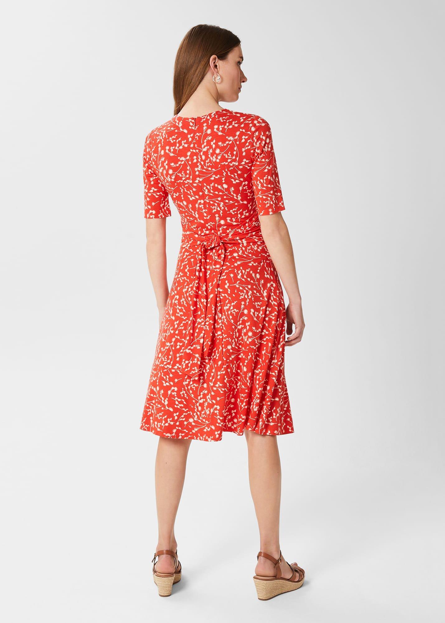 Dina Jersey Wrap Dress, Red Ivory, hi-res