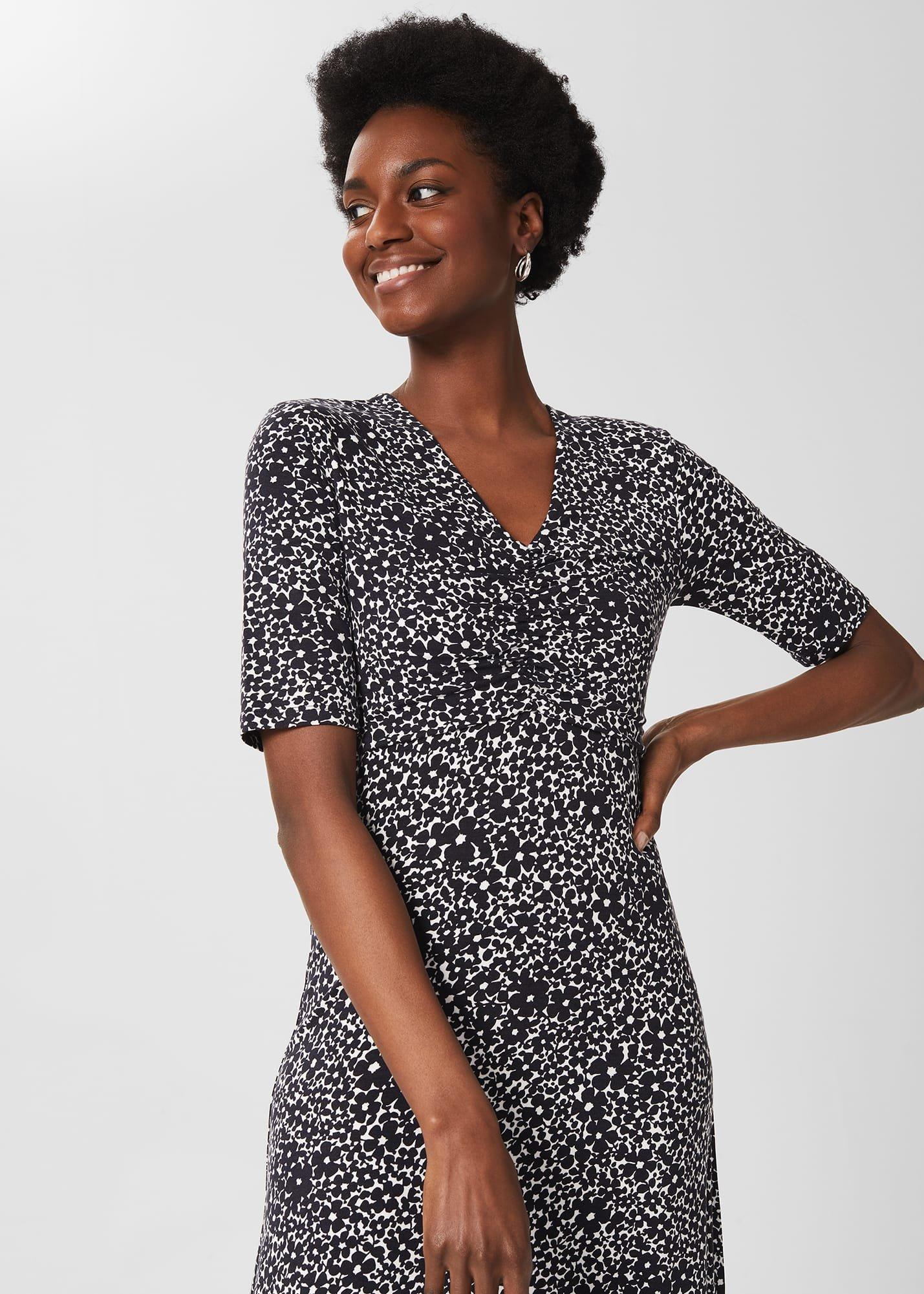 Frankie Jersey Dress, Navy White, hi-res