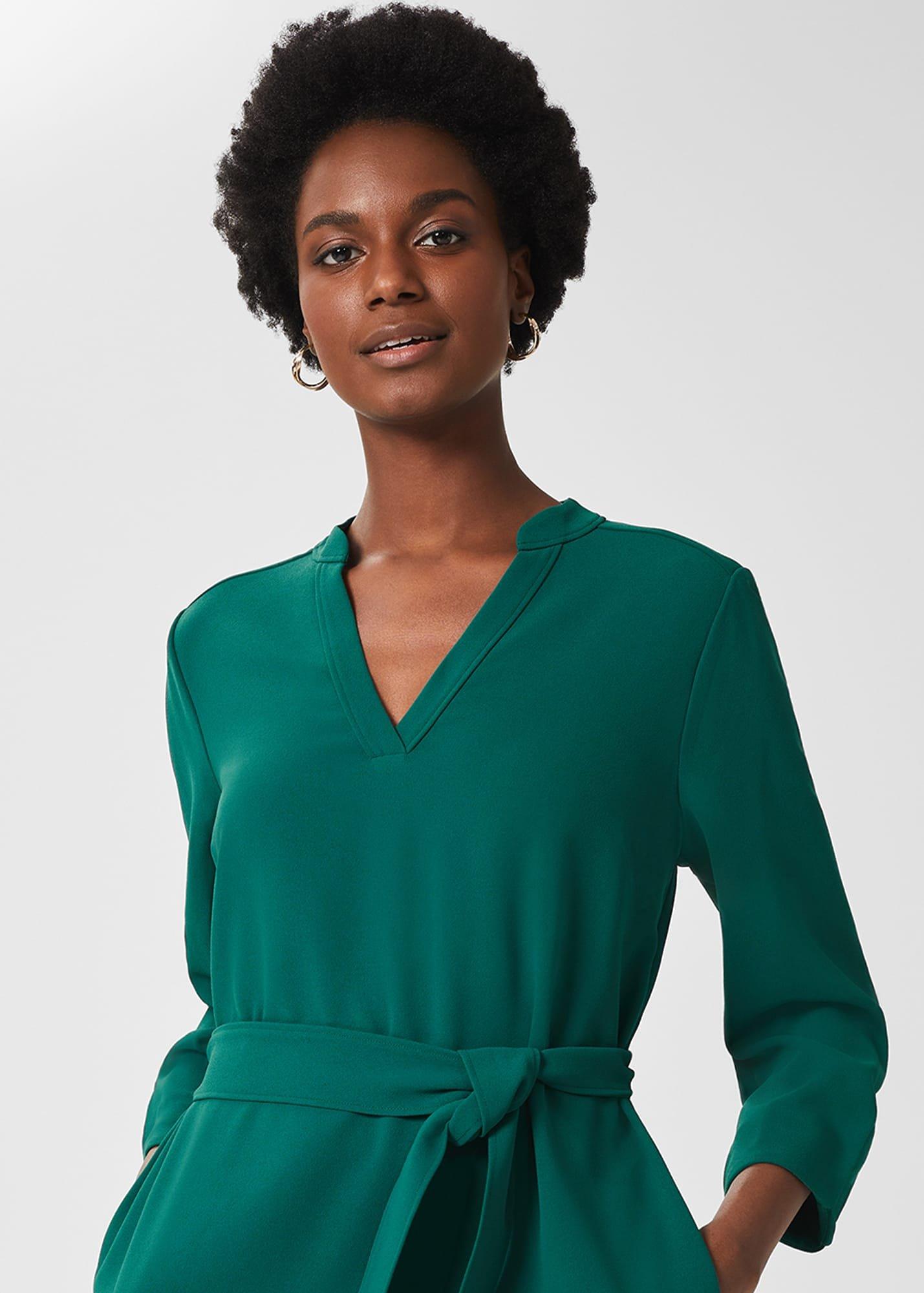 Kirsty Belted Dress, Jade Green, hi-res