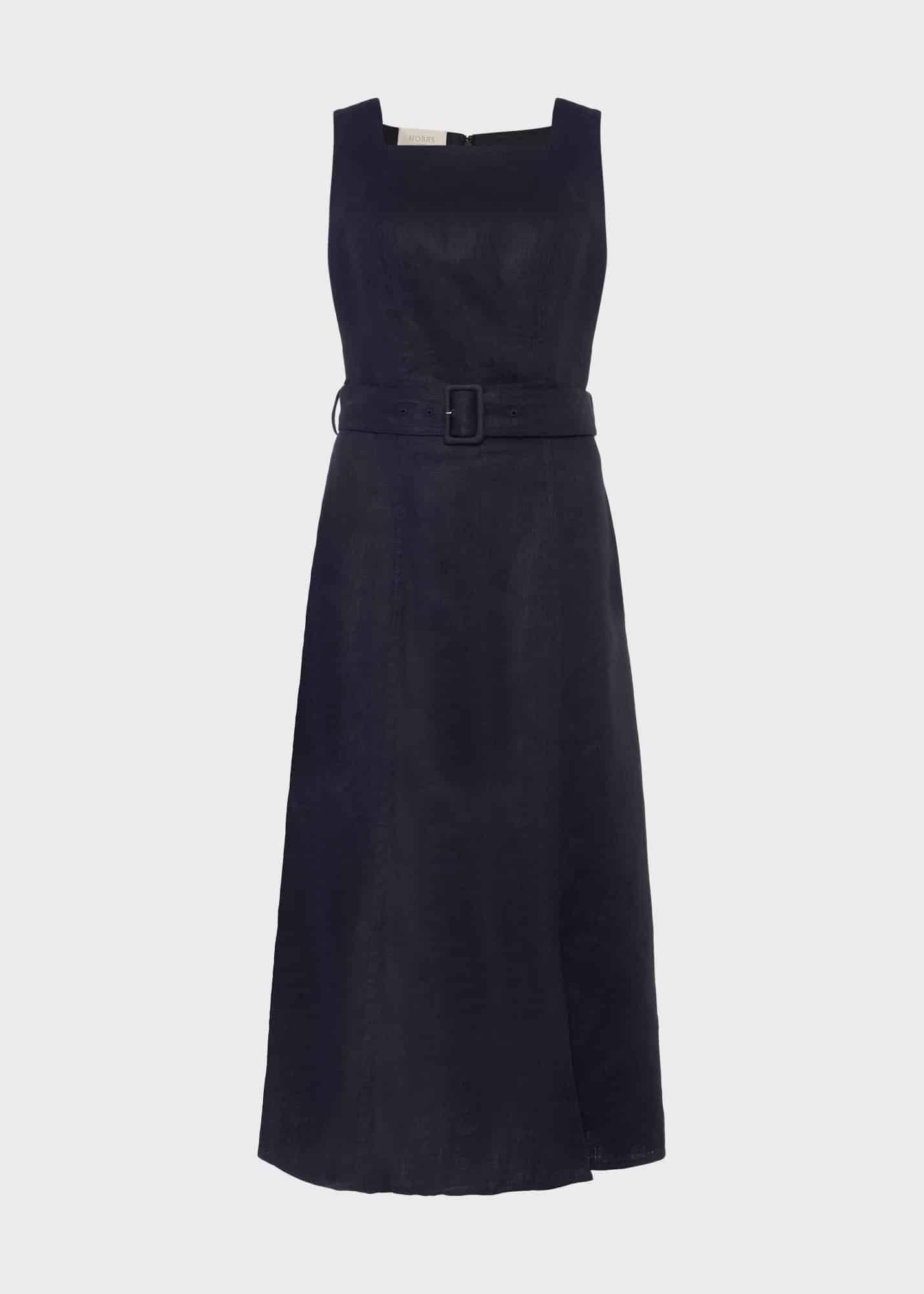 Roberta Linen Dress, Navy, hi-res