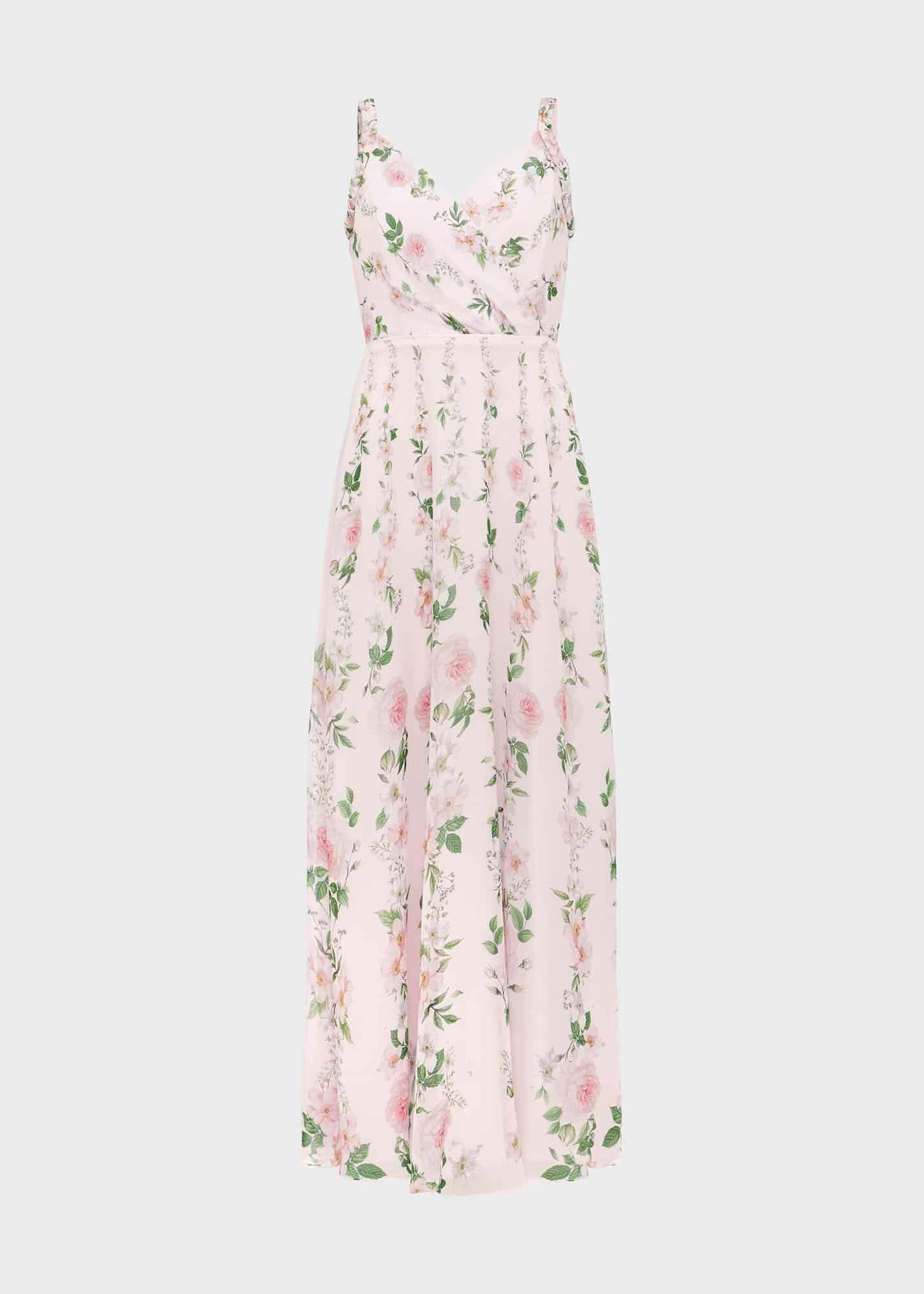 Catherine Silk Floral Maxi Dress, Pale Pink Multi, hi-res