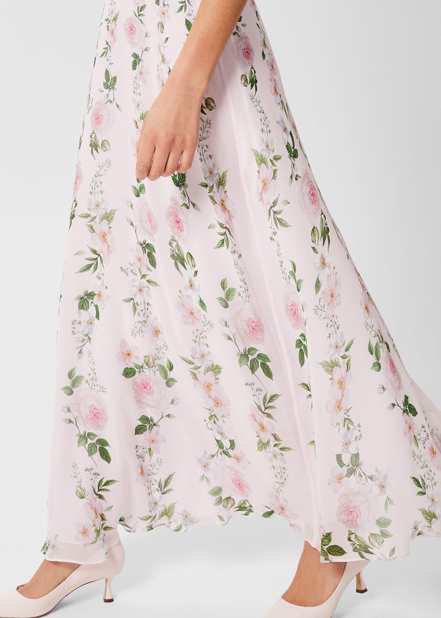 Catherine Silk Floral Maxi Dress, Pale Pink Multi, hi-res