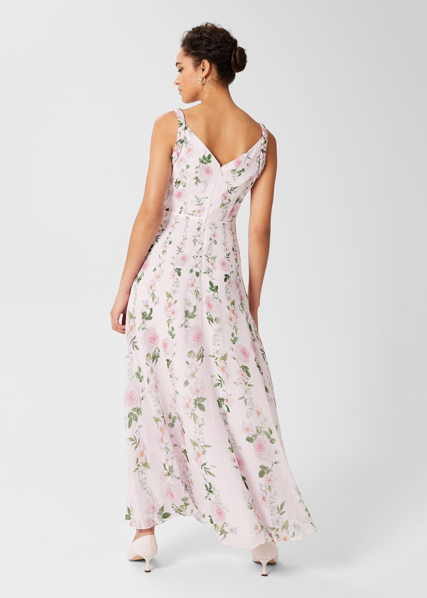 Catherine Silk Floral Maxi Dress, Pale Pink Multi, hi-res