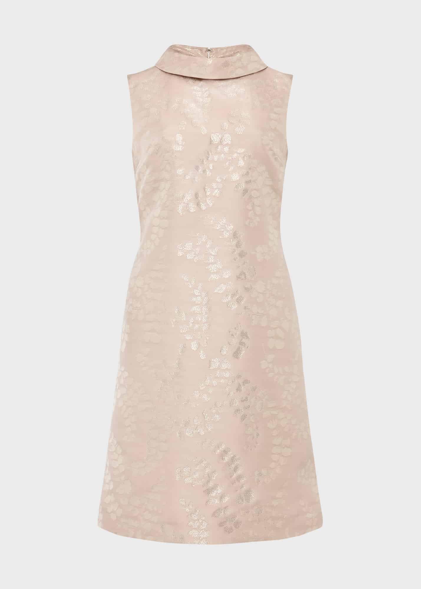Rosalind Jaquard A Line Dress, Oyster Gold, hi-res