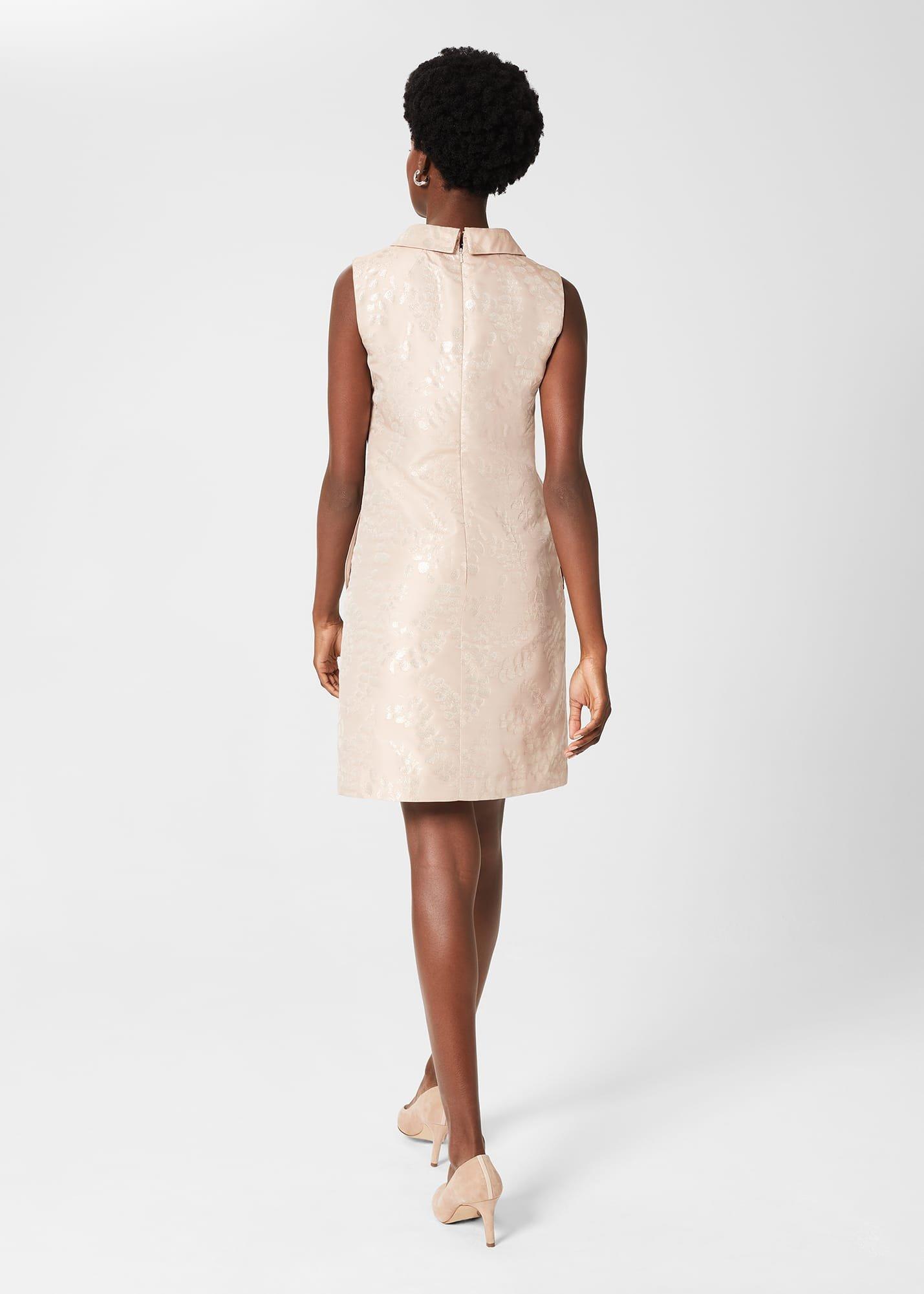 Rosalind Jaquard A Line Dress, Oyster Gold, hi-res