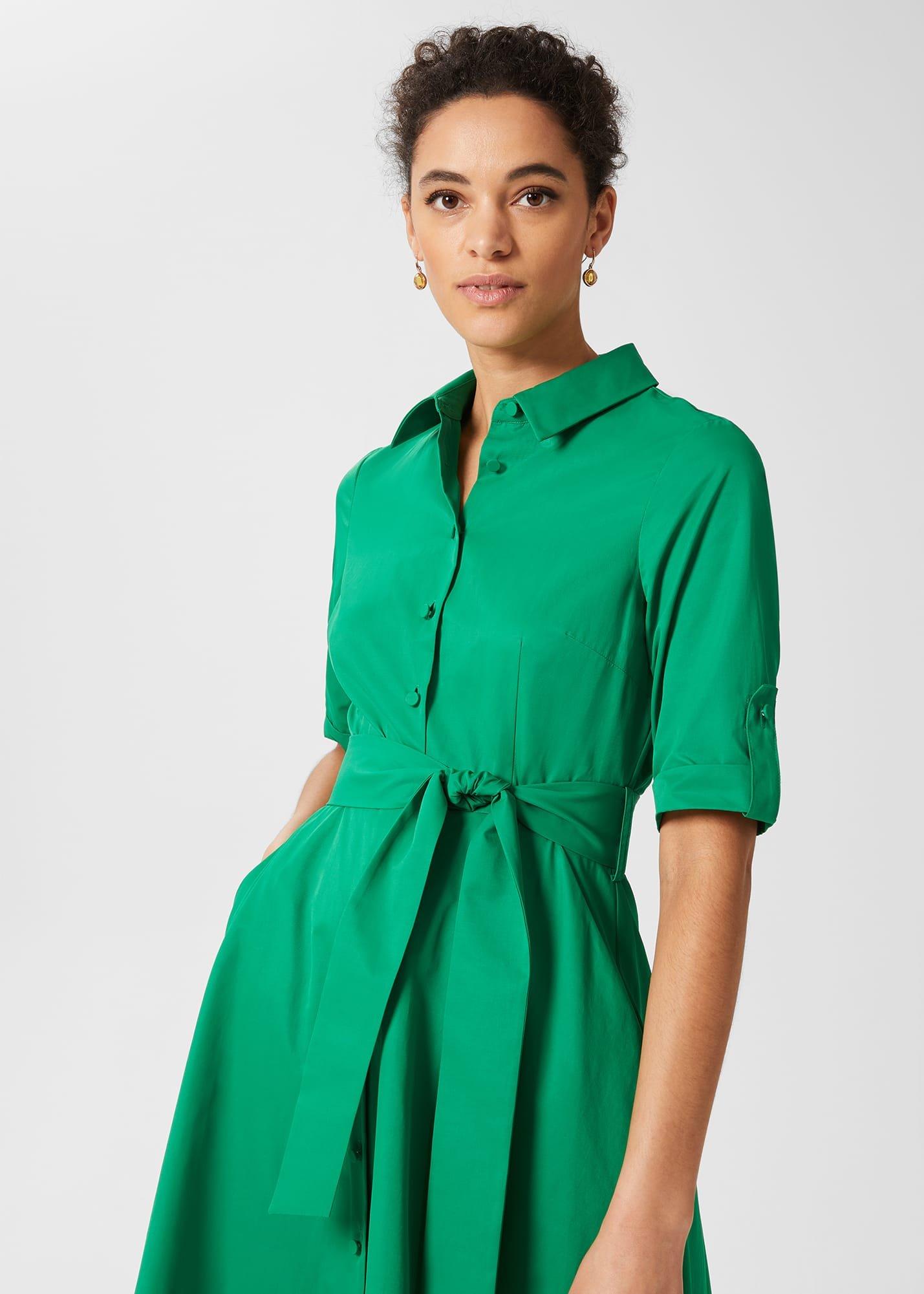 Tyra Belted Dress, Amazon Green, hi-res