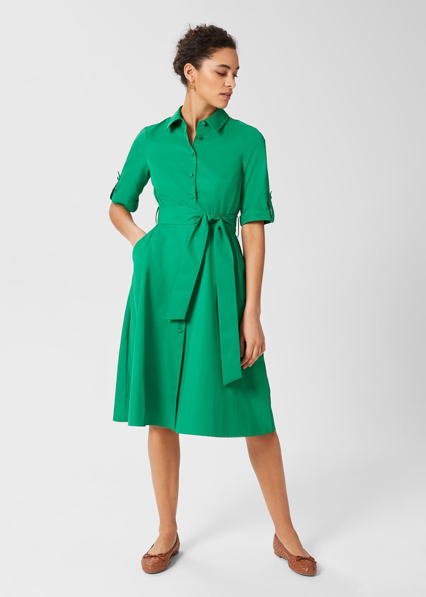 Tyra Belted Dress, Amazon Green, hi-res