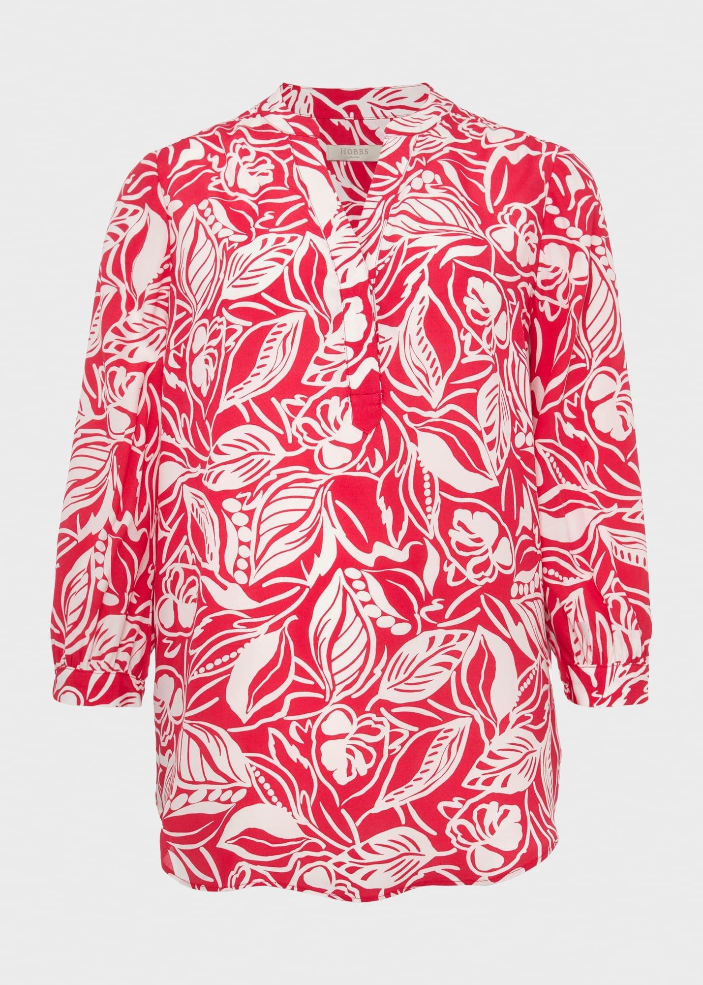 Essie Printed Blouse, Magenta White, hi-res