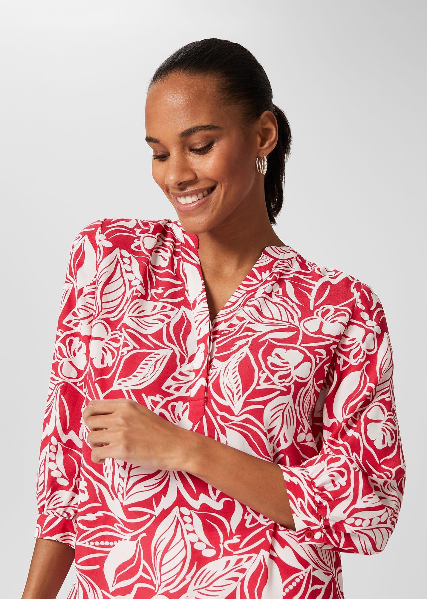 Essie Printed Blouse, Magenta White, hi-res