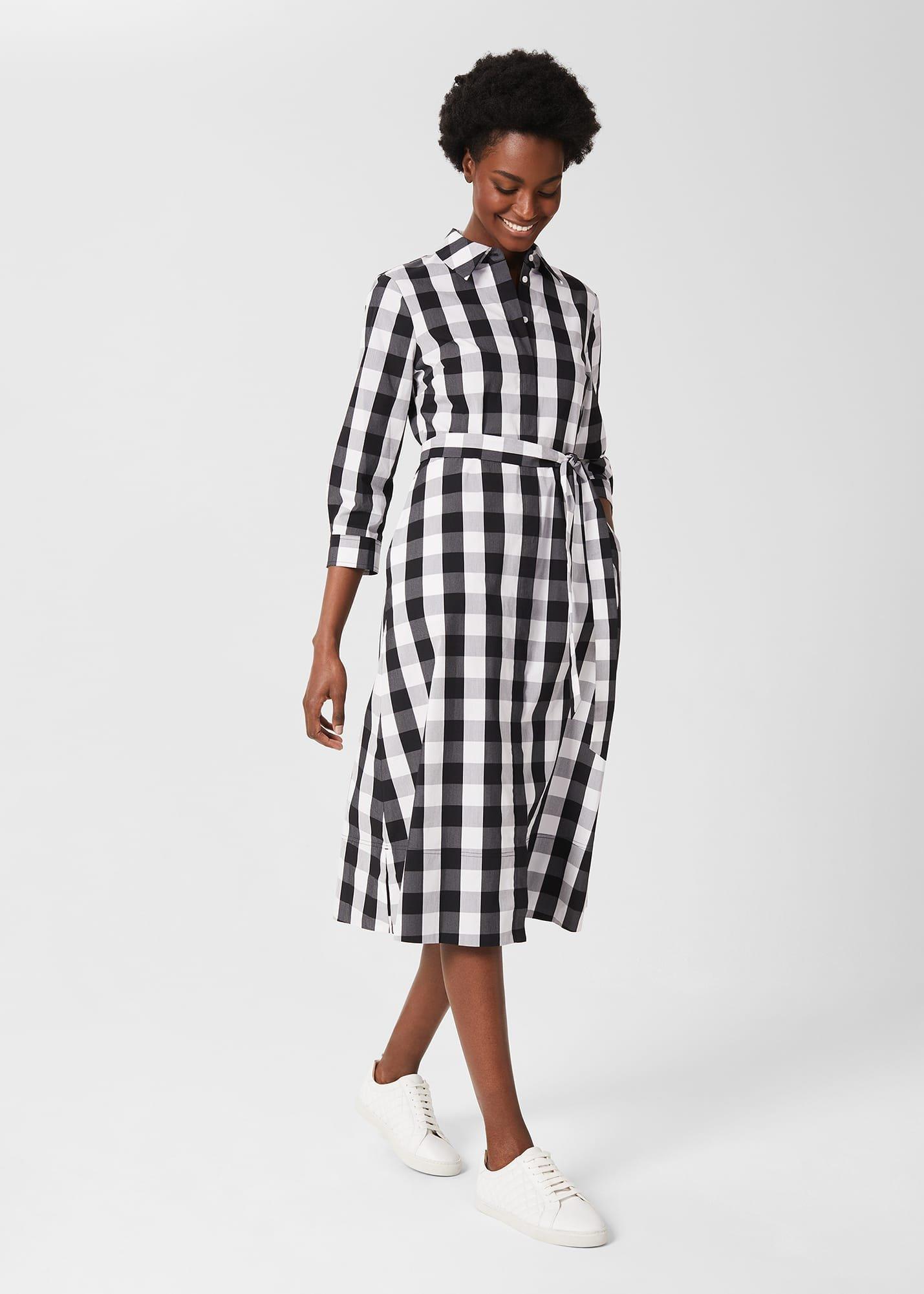 Ilona Belted Dress , Black White, hi-res