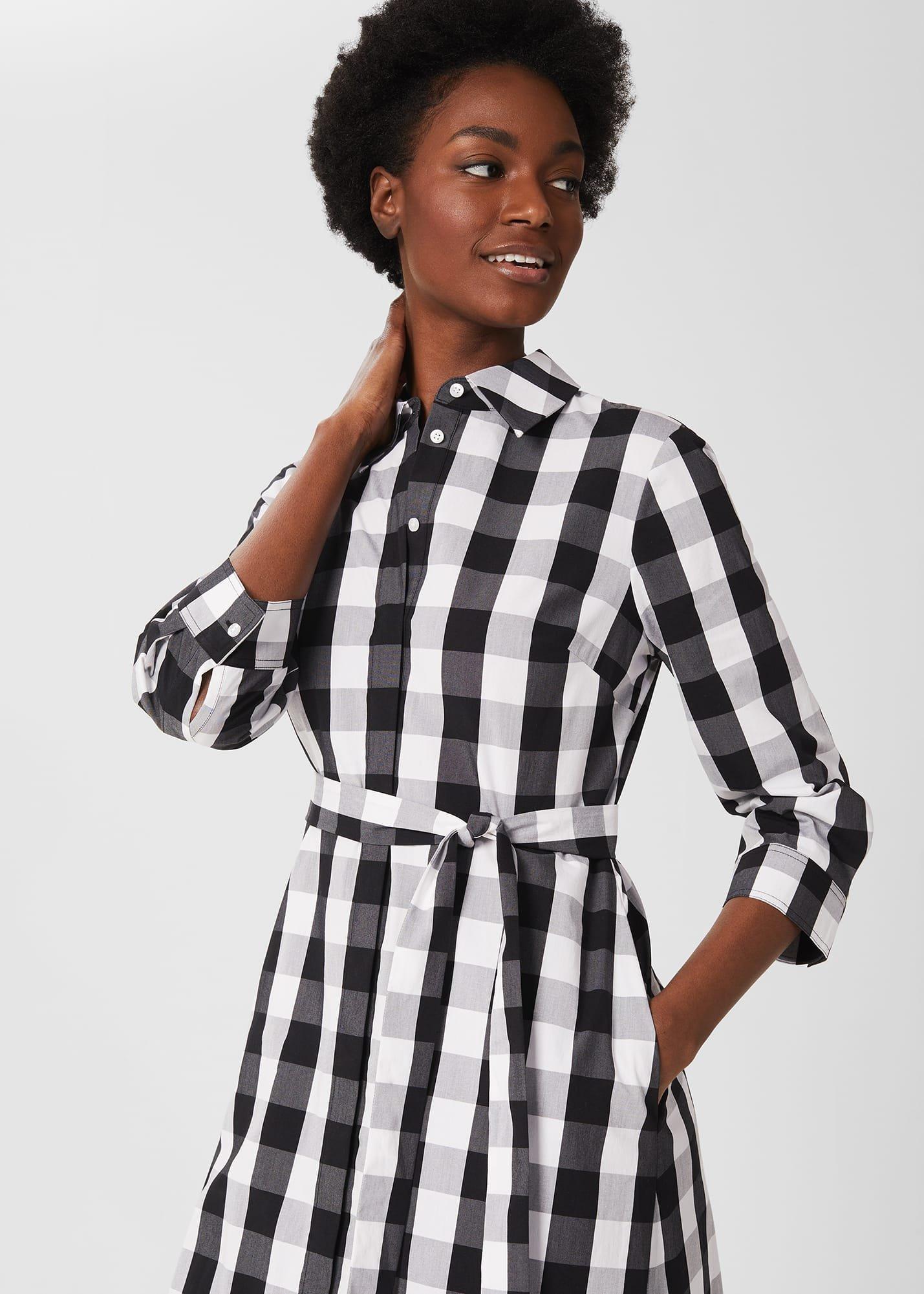 Ilona Belted Dress , Black White, hi-res