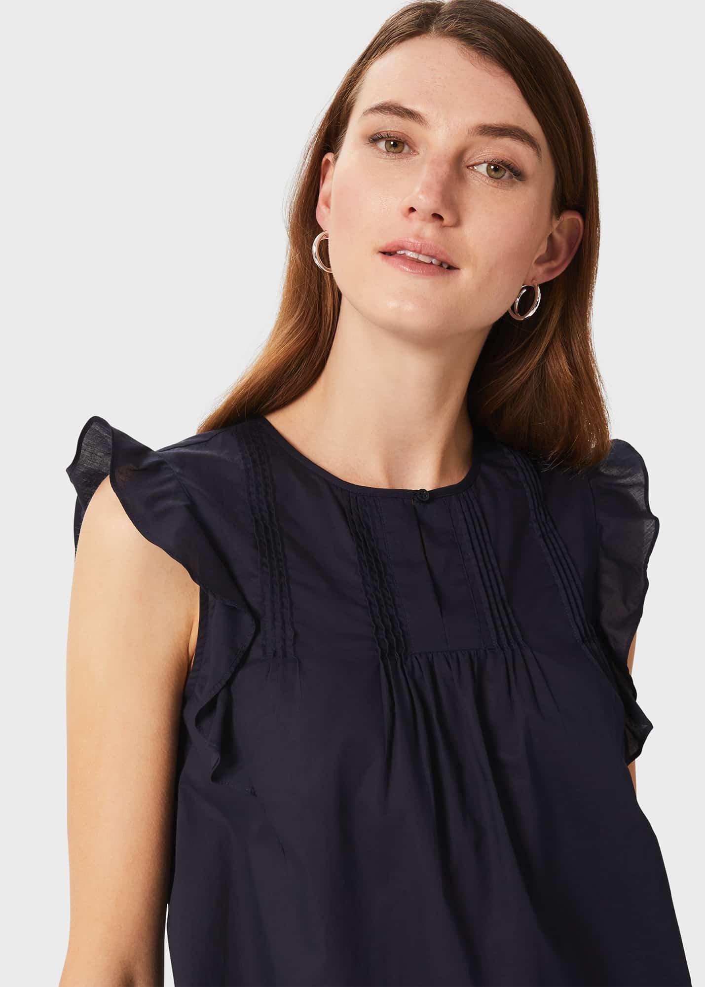 Holly Cotton Top, Navy, hi-res