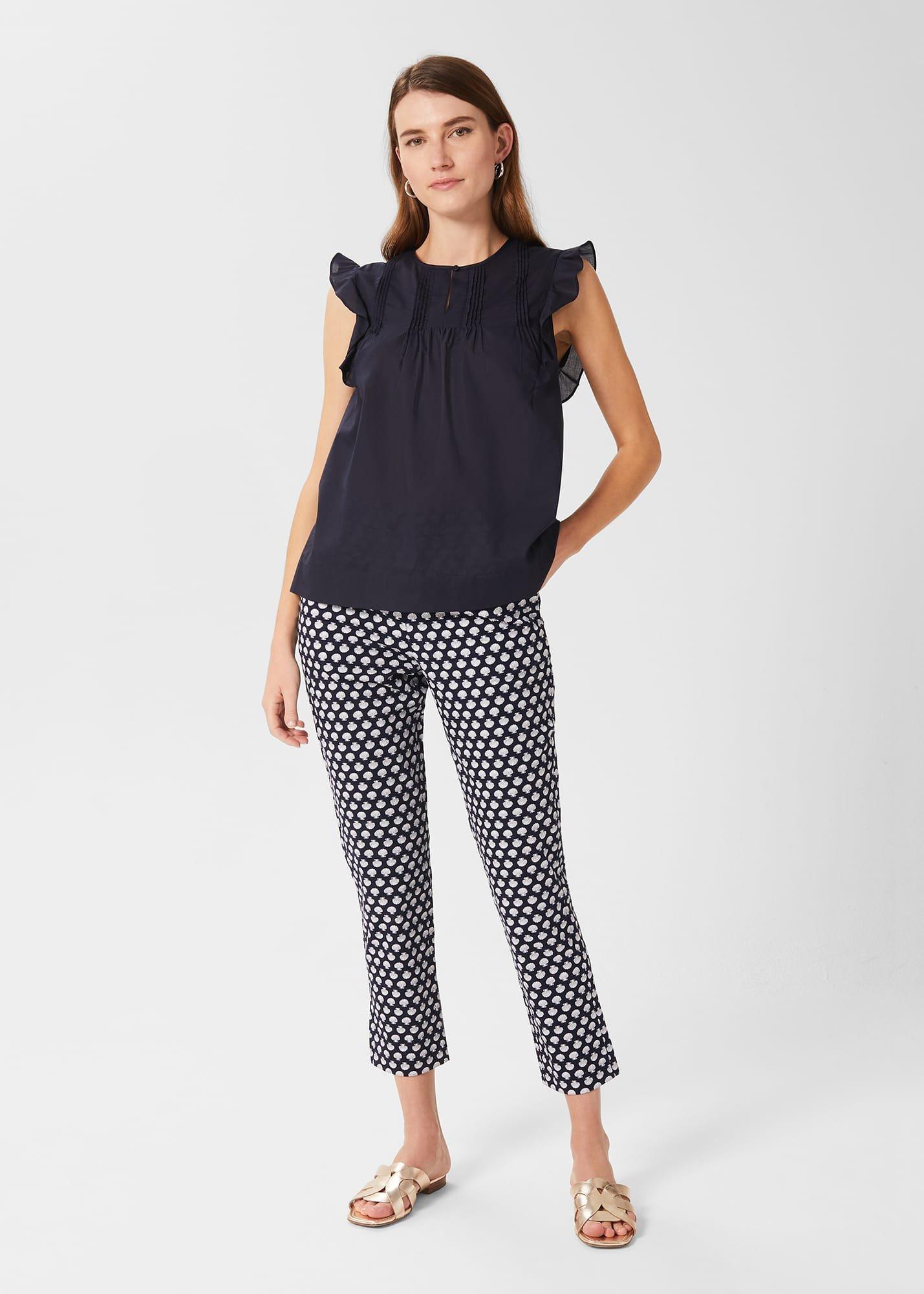 Holly Cotton Top, Navy, hi-res
