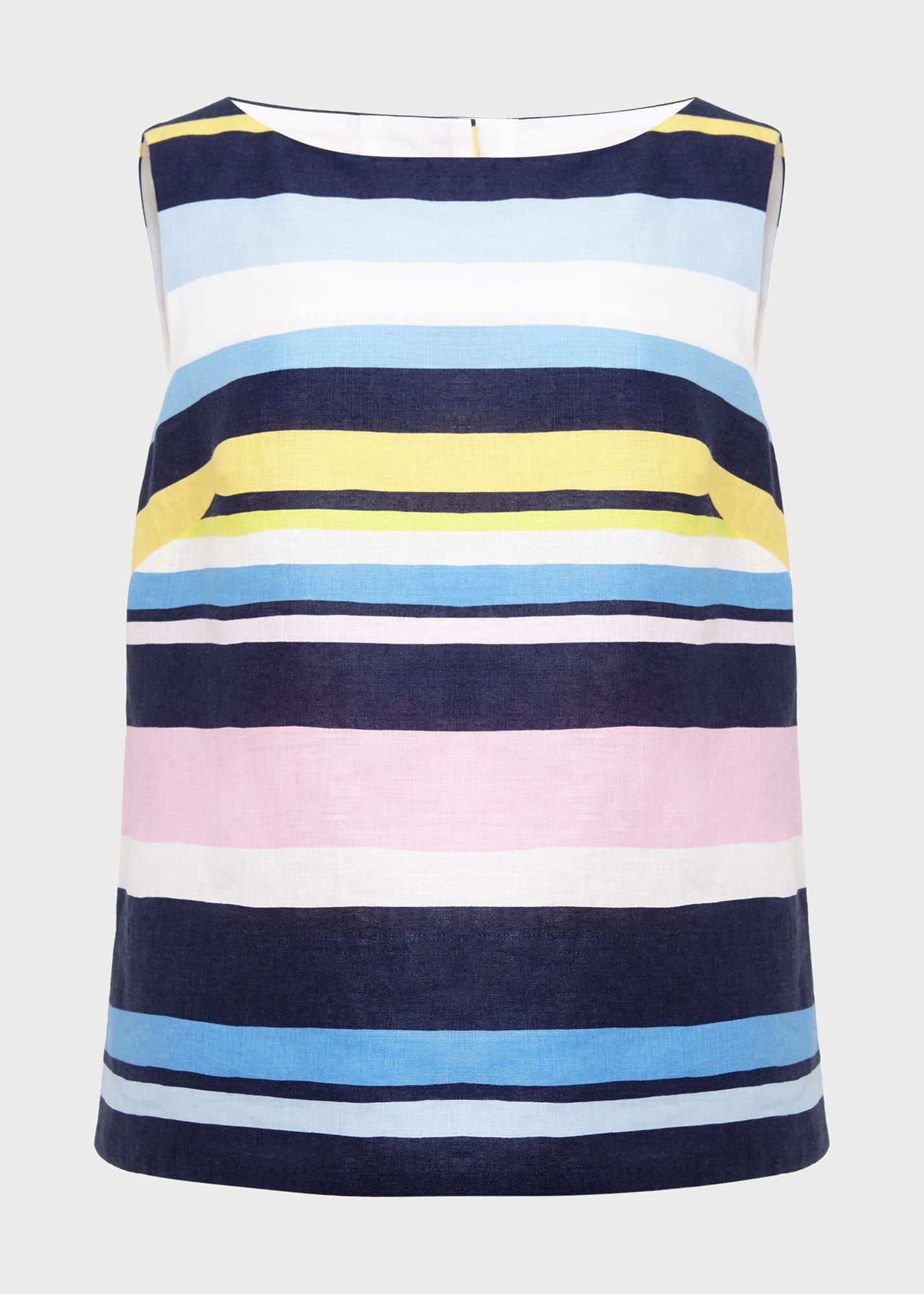 Kinsley Linen Sleeveless Top, Navy Multi, hi-res