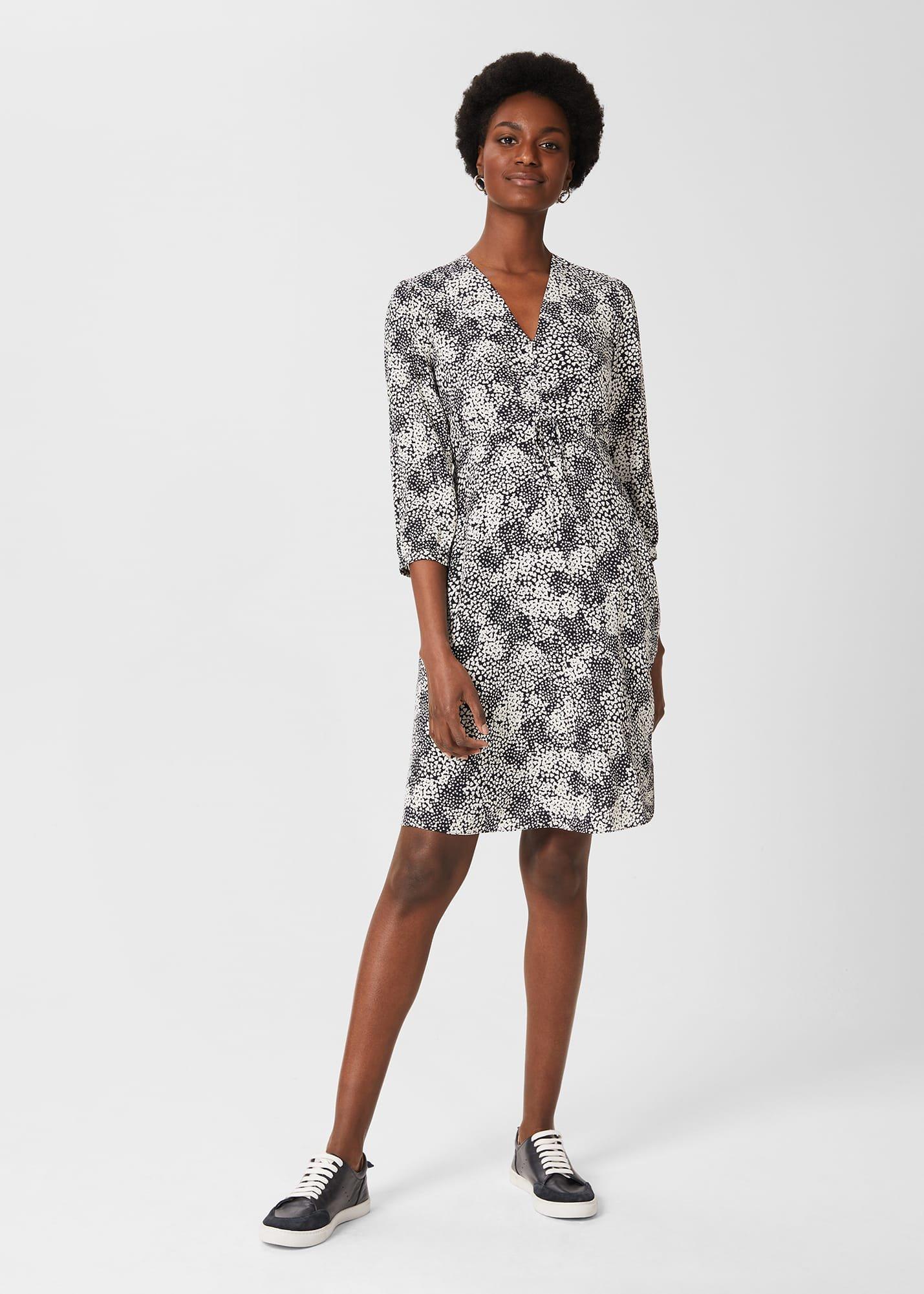 Sihloh Printed Dress, Navy Ivory, hi-res
