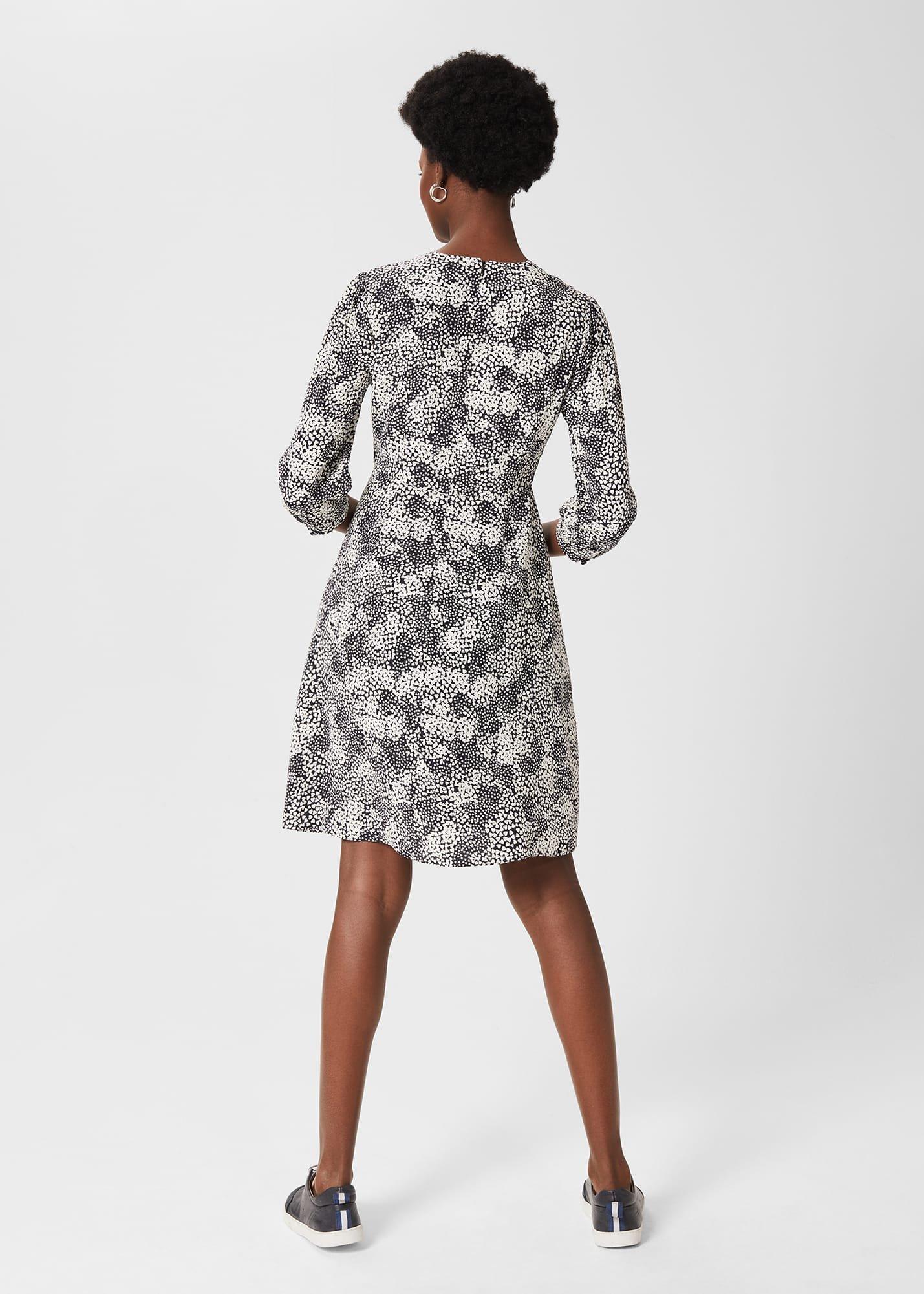 Sihloh Printed Dress, Navy Ivory, hi-res