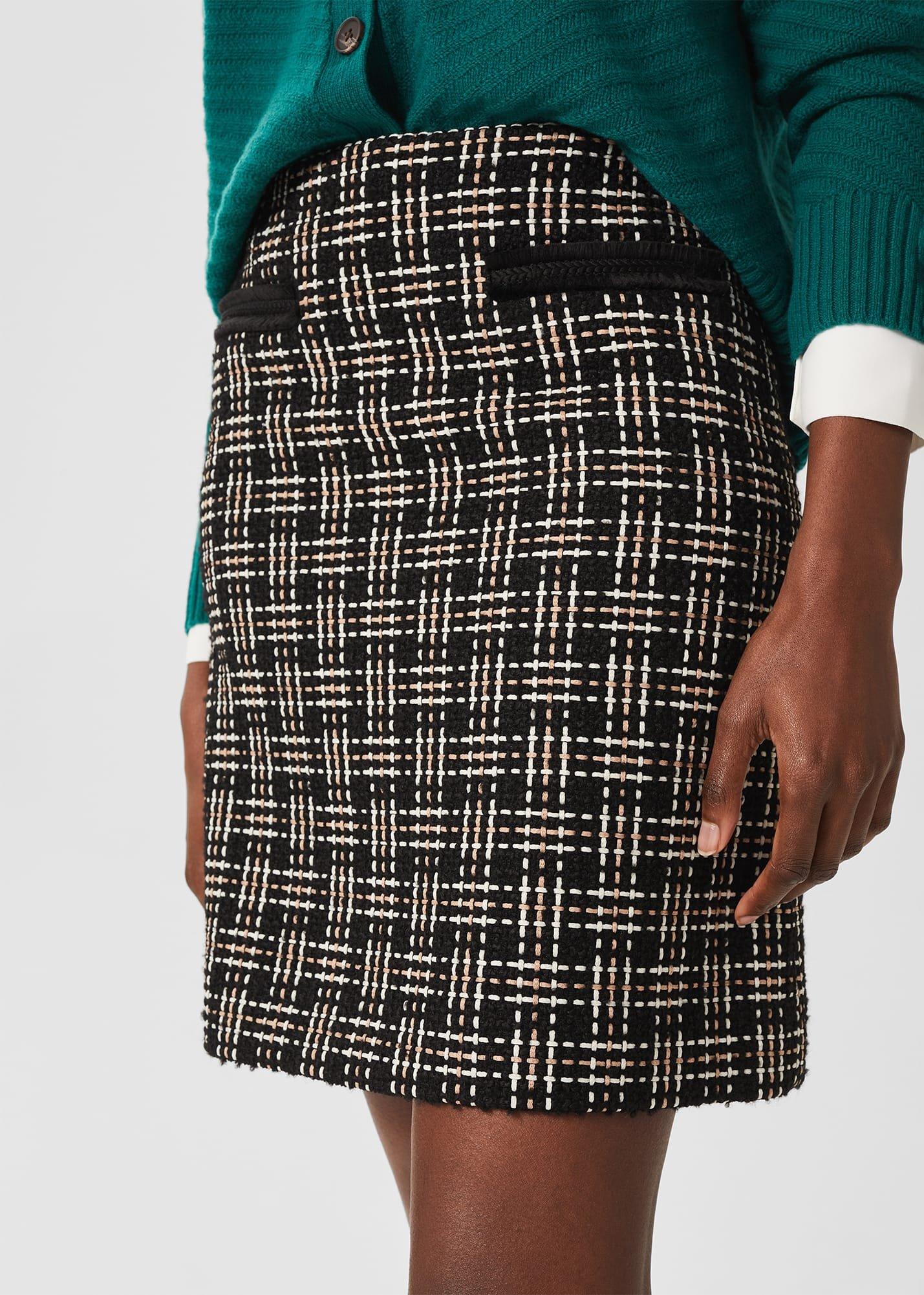 Alexis Tweed Aline Skirt, Black Ivory, hi-res