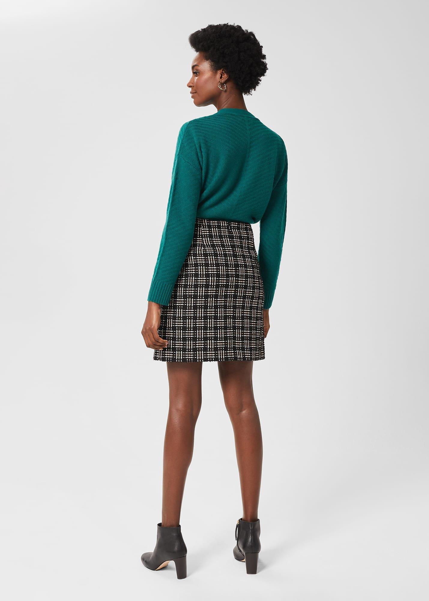 Alexis Tweed Aline Skirt, Black Ivory, hi-res