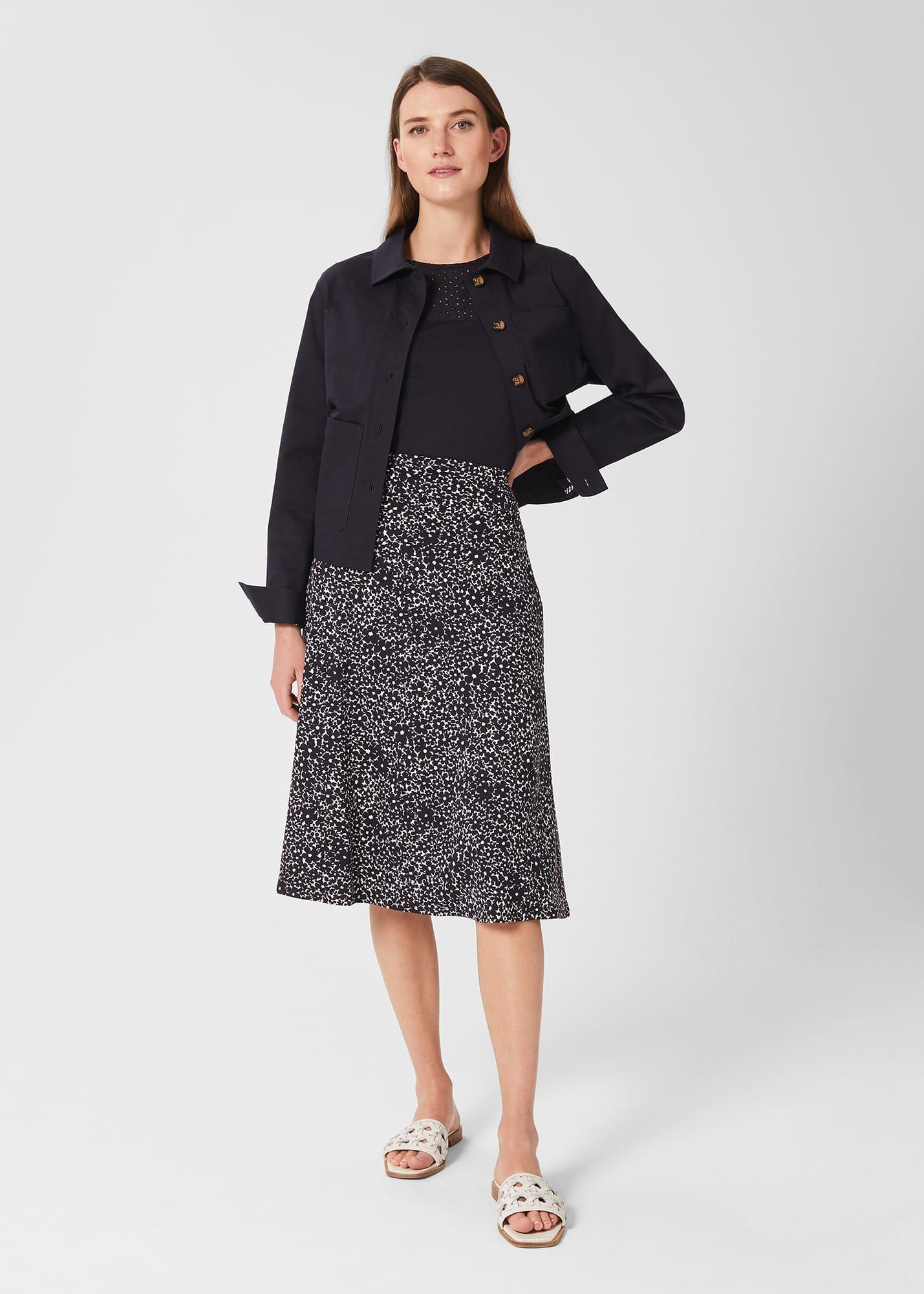 Liza Jersey Skirt, Navy White, hi-res