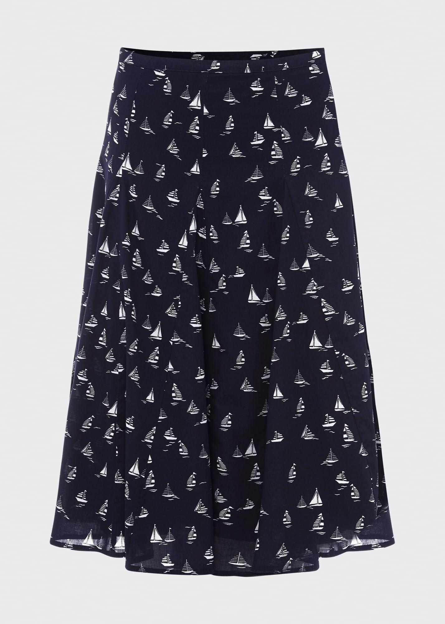 Melina Cotton Skirt, Navy White, hi-res