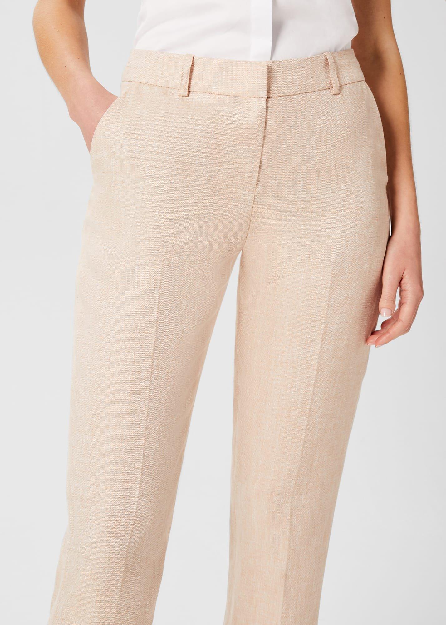 Petite Ivana Linen Trousers, Warm Neutral, hi-res