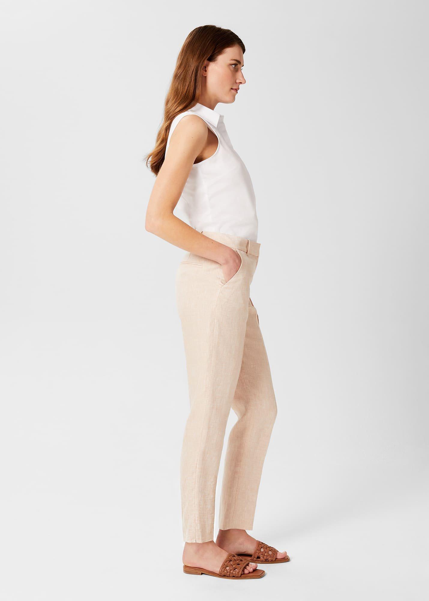 Petite Ivana Linen Trousers, Warm Neutral, hi-res